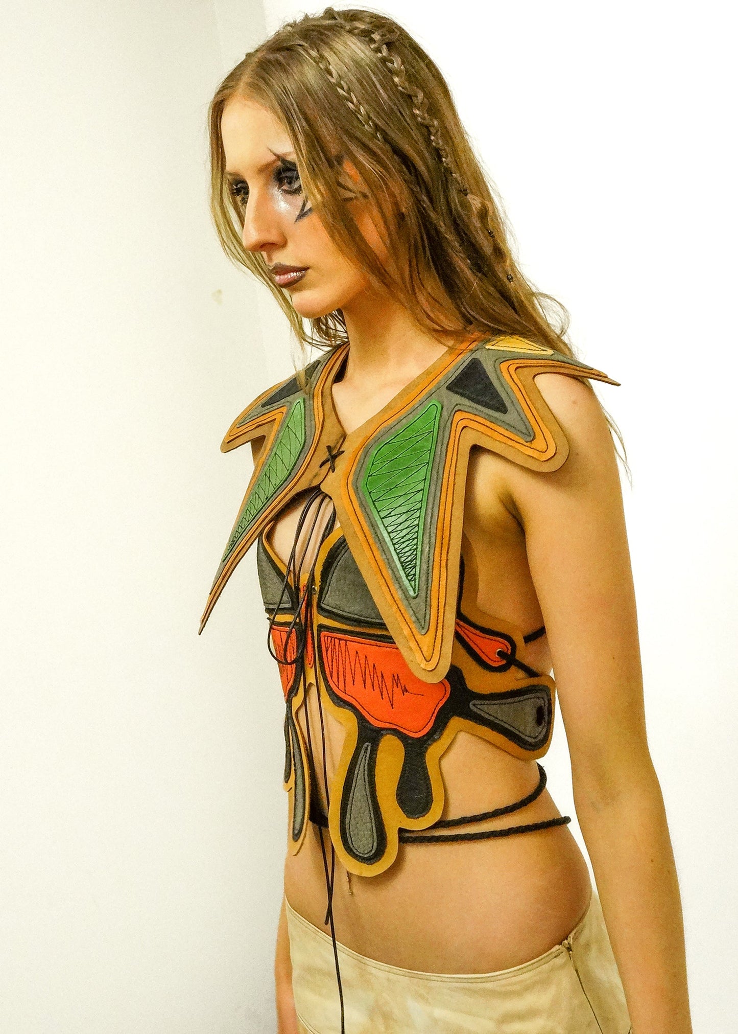 Caitlin Snell Lace up leather collar Bizarre Bazaar