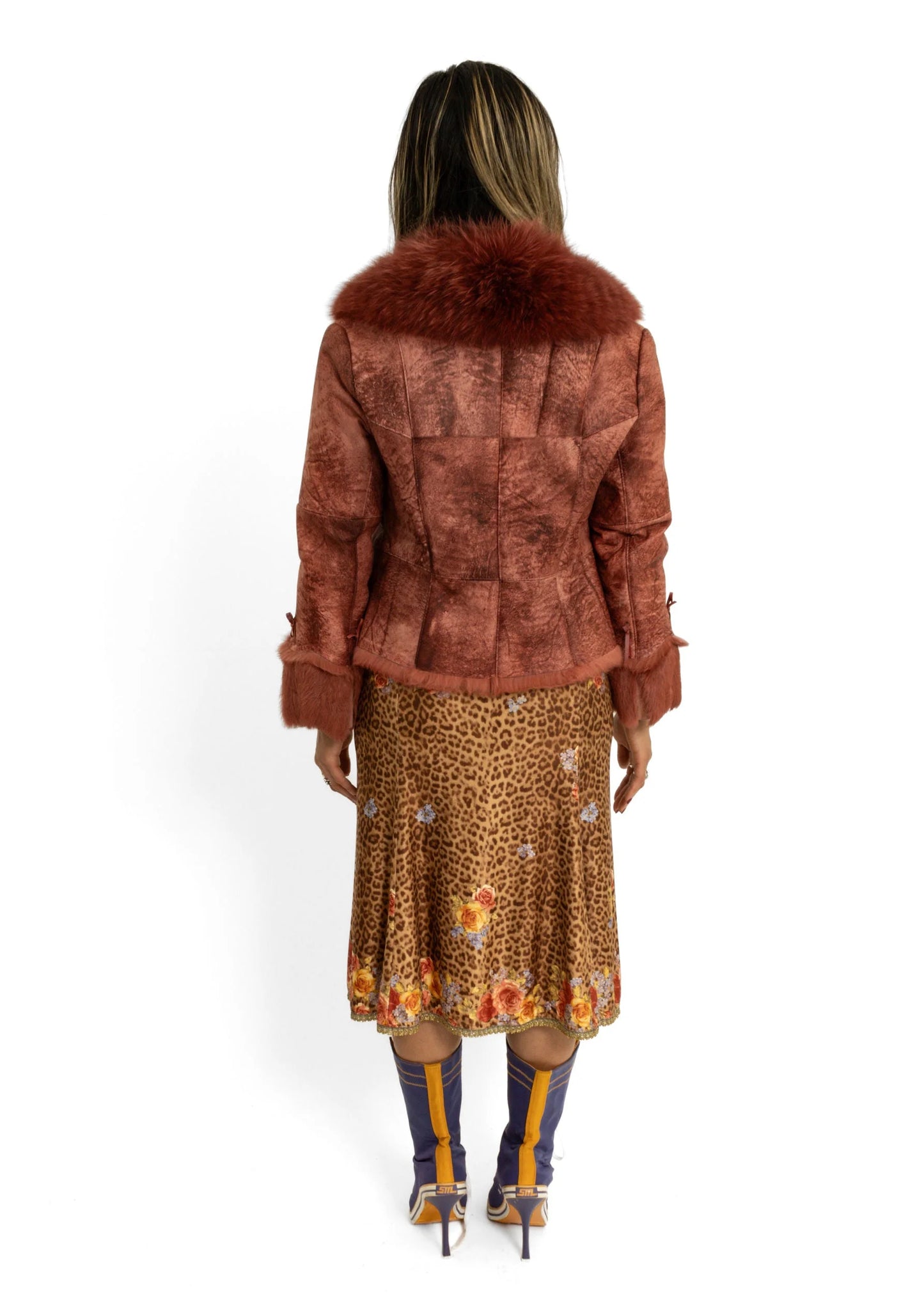 Bizarre Bazaar Leather jacket with fur cuffs collar and lining