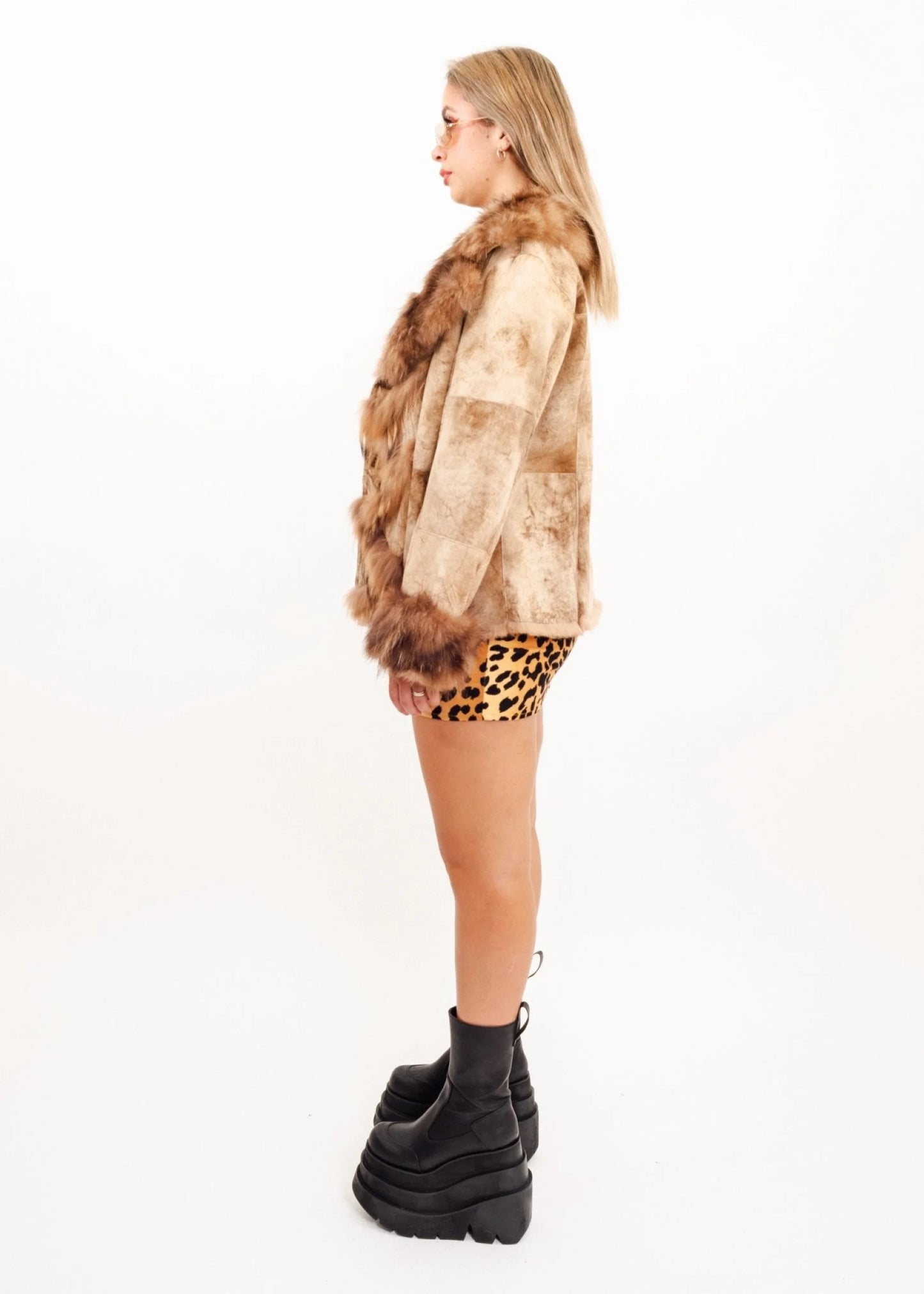 Renault Leather Penny Lane jacket with fur trims