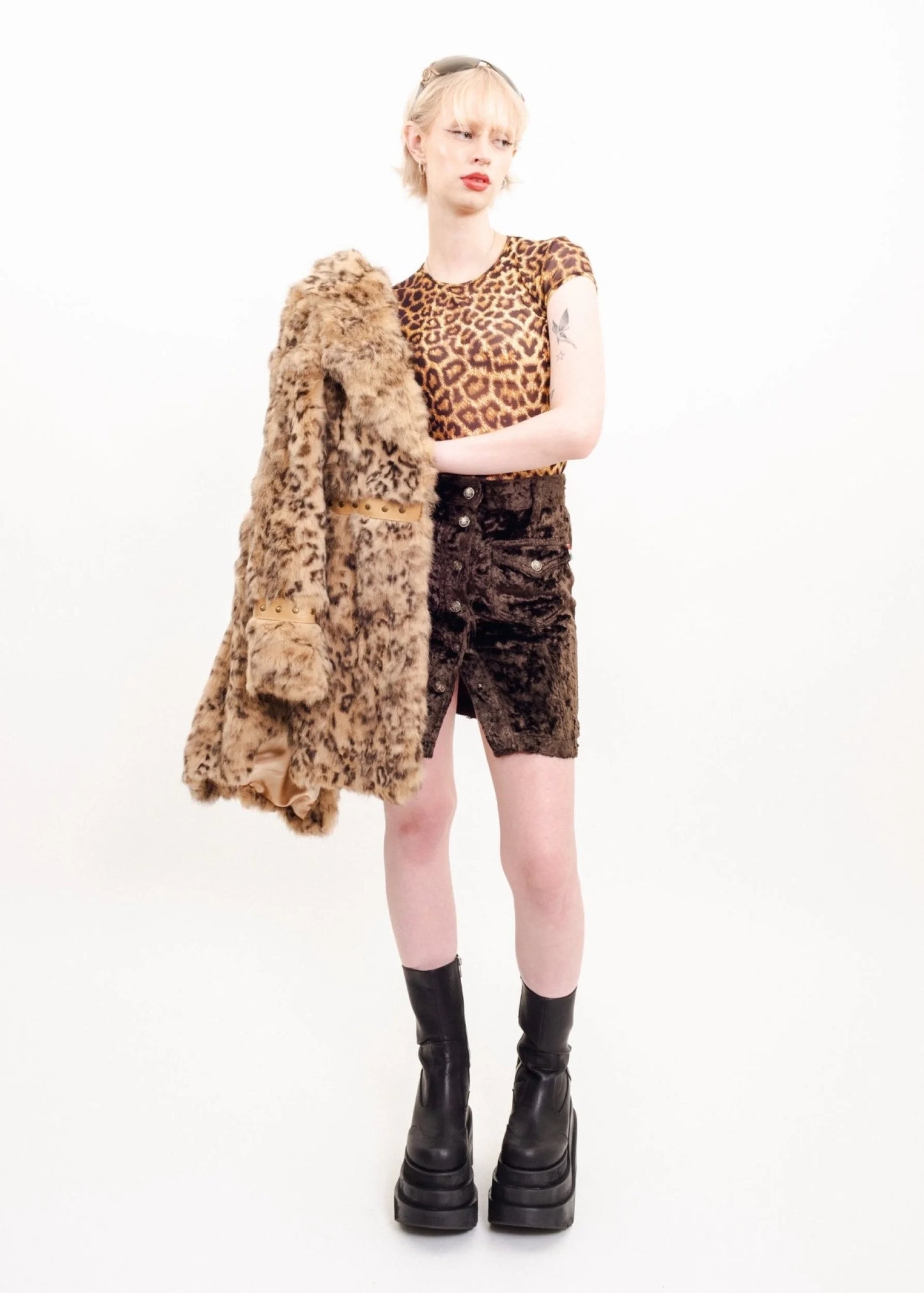 Spiral Spice Leopard print fur coat