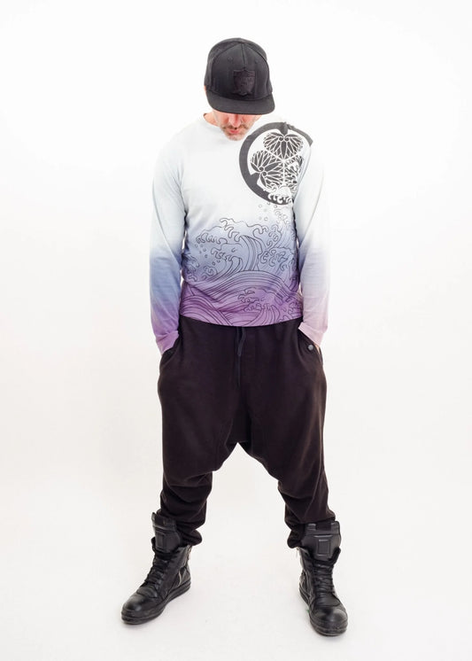 Bizarre Bazaar Long sleeve graphic tee with metallic embroidered koi fish