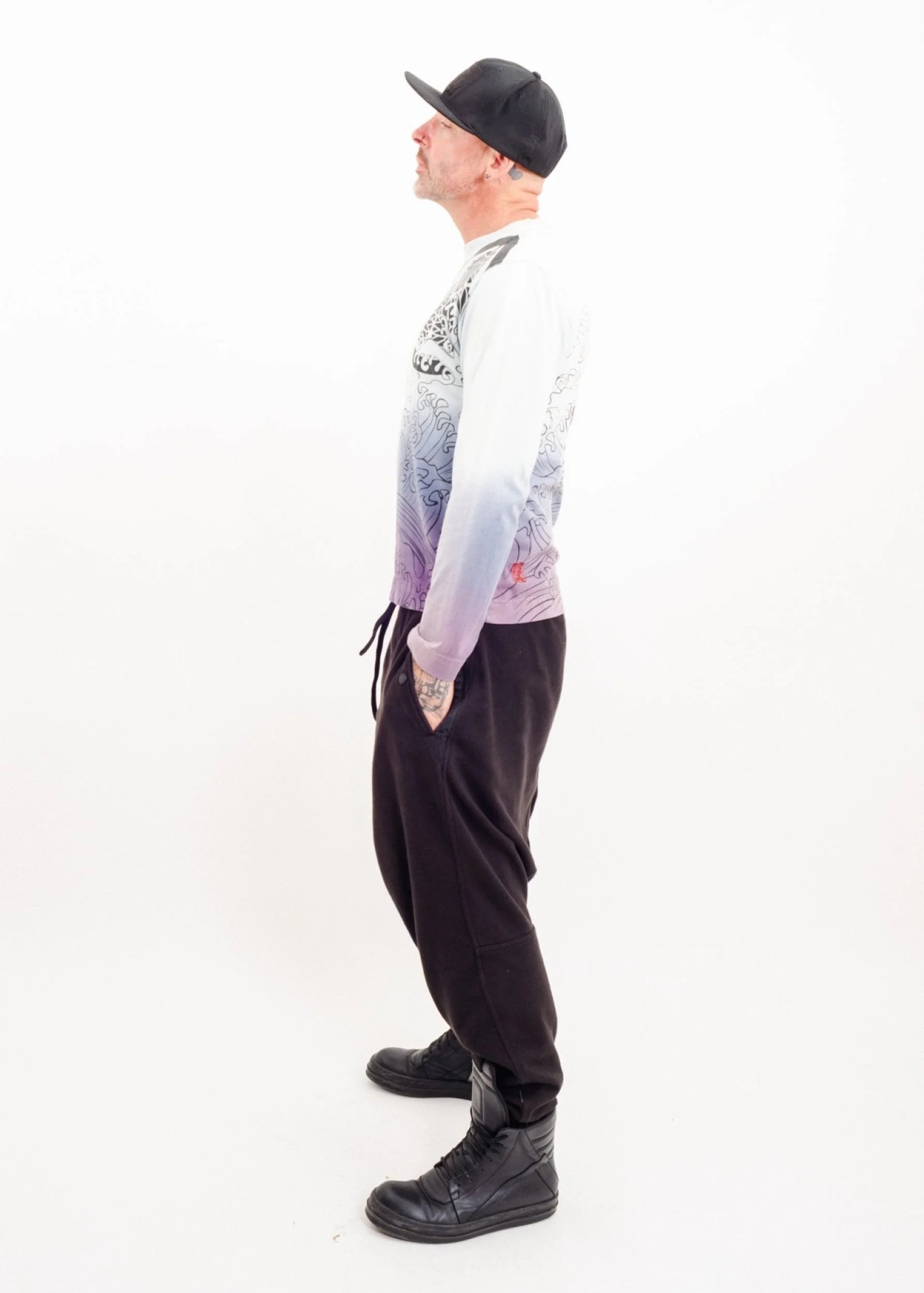Bizarre Bazaar Long sleeve graphic tee with metallic embroidered koi fish