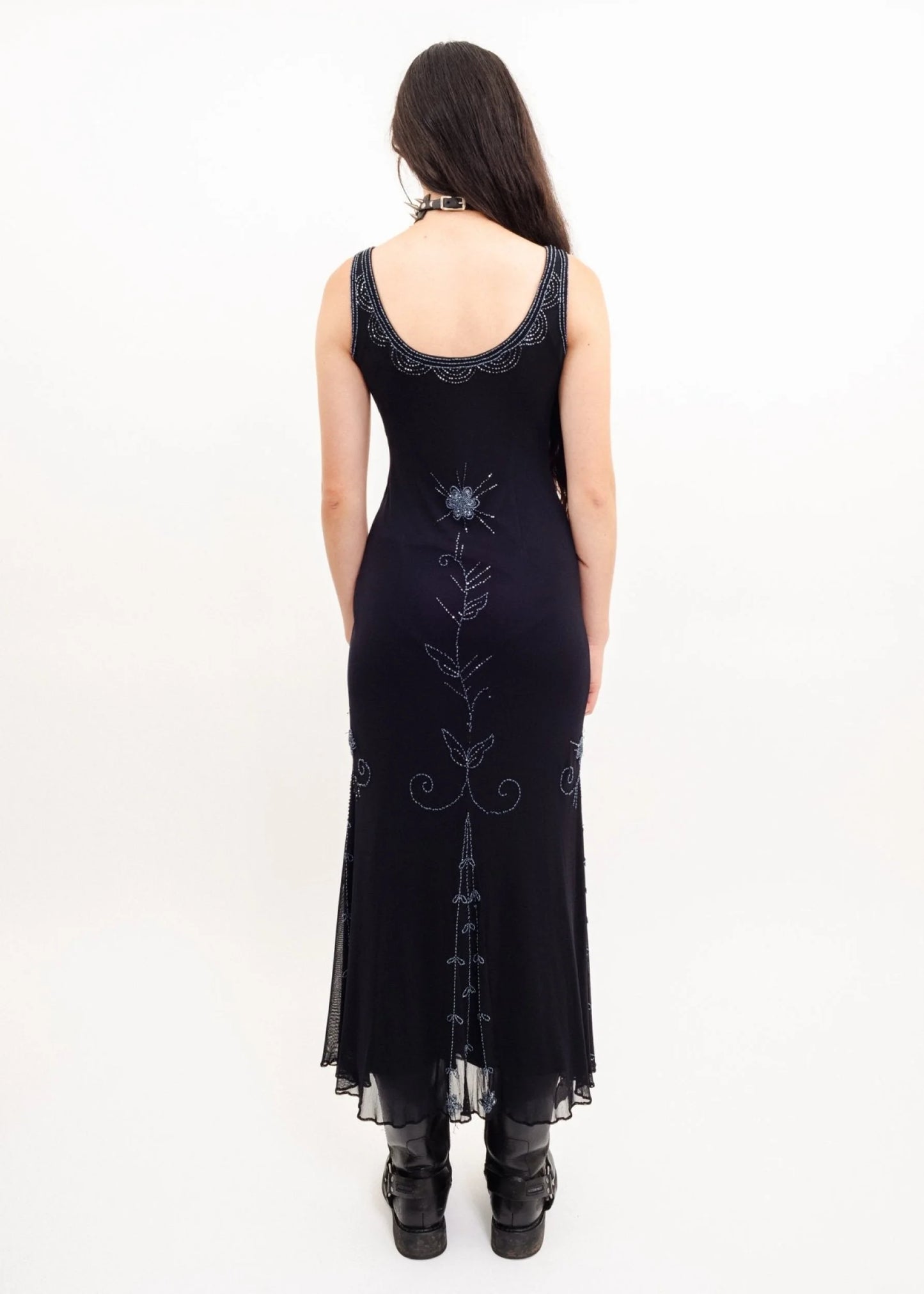 Basix Low back beaded 90s grunge gown