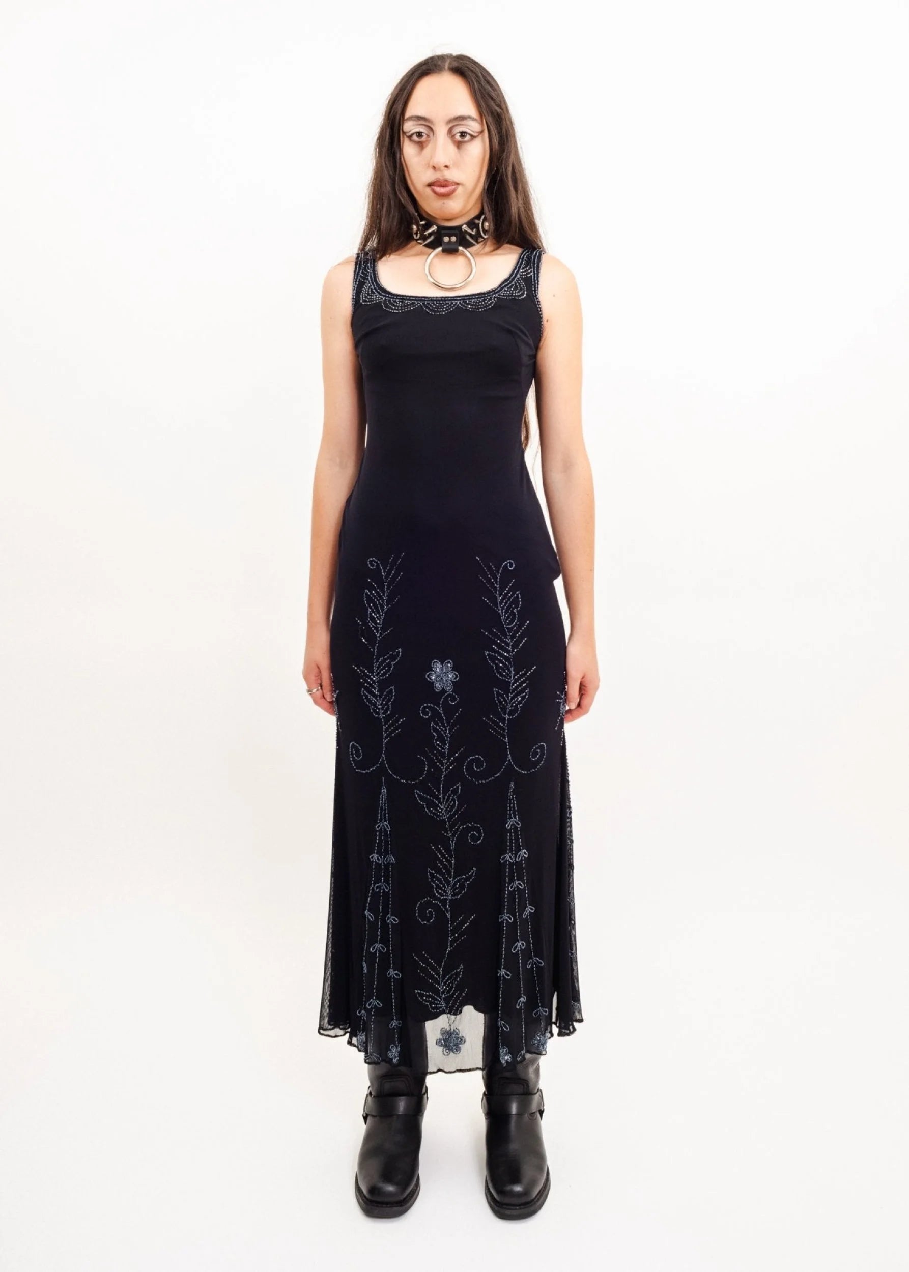 Basix Low back beaded 90s grunge gown Bizarre Bazaar Basix Low back beaded 90s grunge gown Bizarre Bazaar