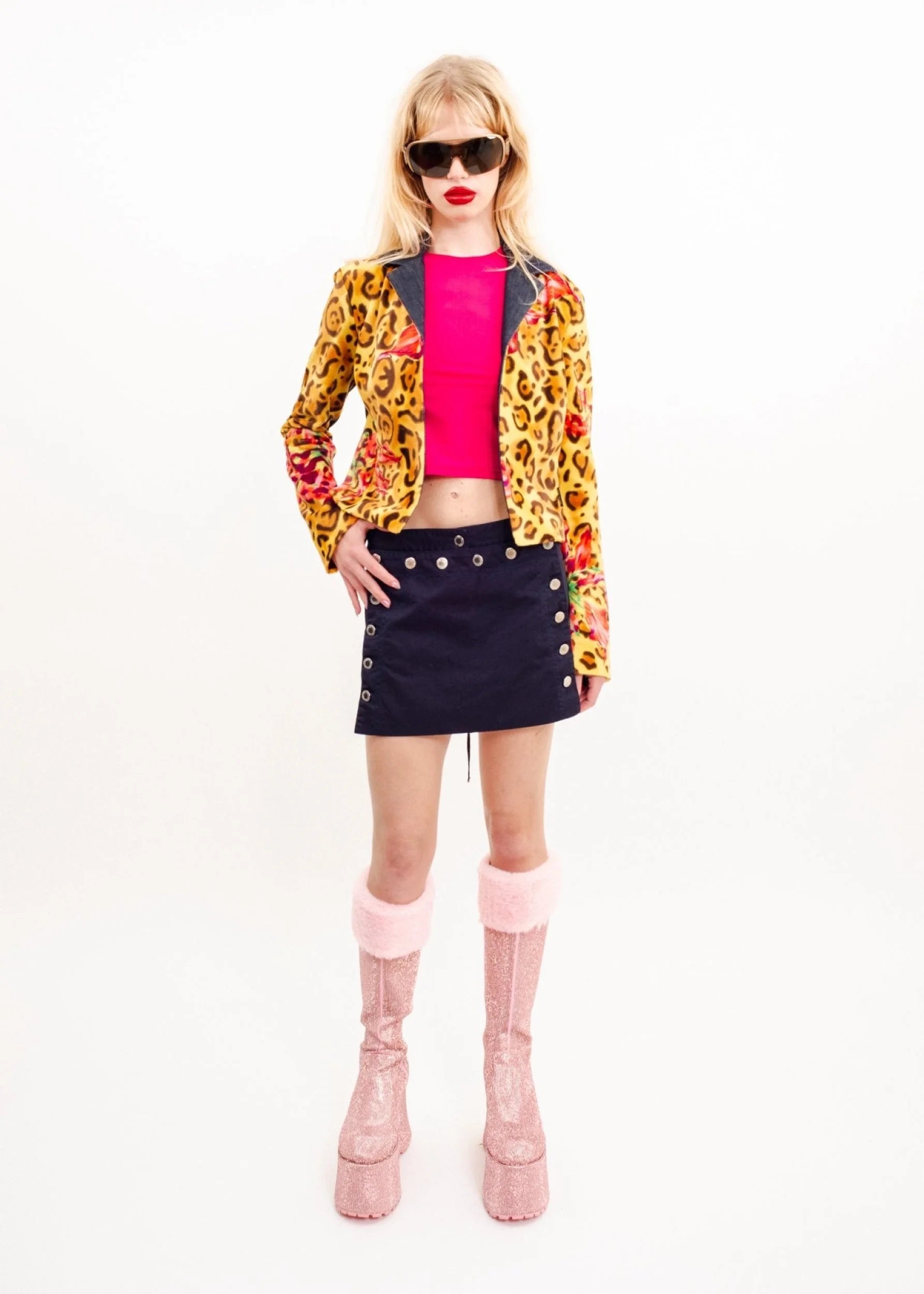 Versace Jeans Couture Maximalist fantasy leopard print faux fur jacket