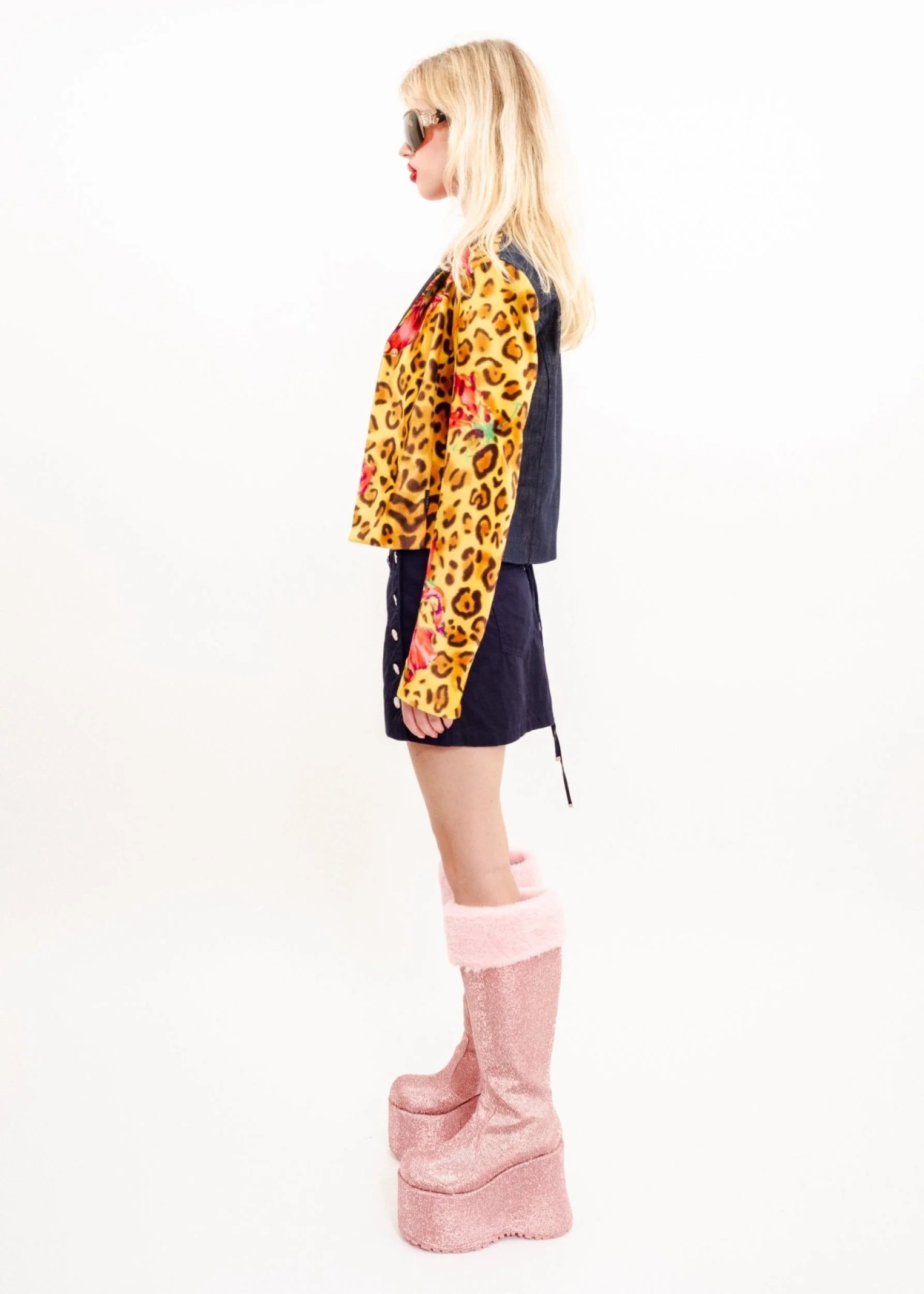 Versace Jeans Couture Maximalist fantasy leopard print faux fur jacket
