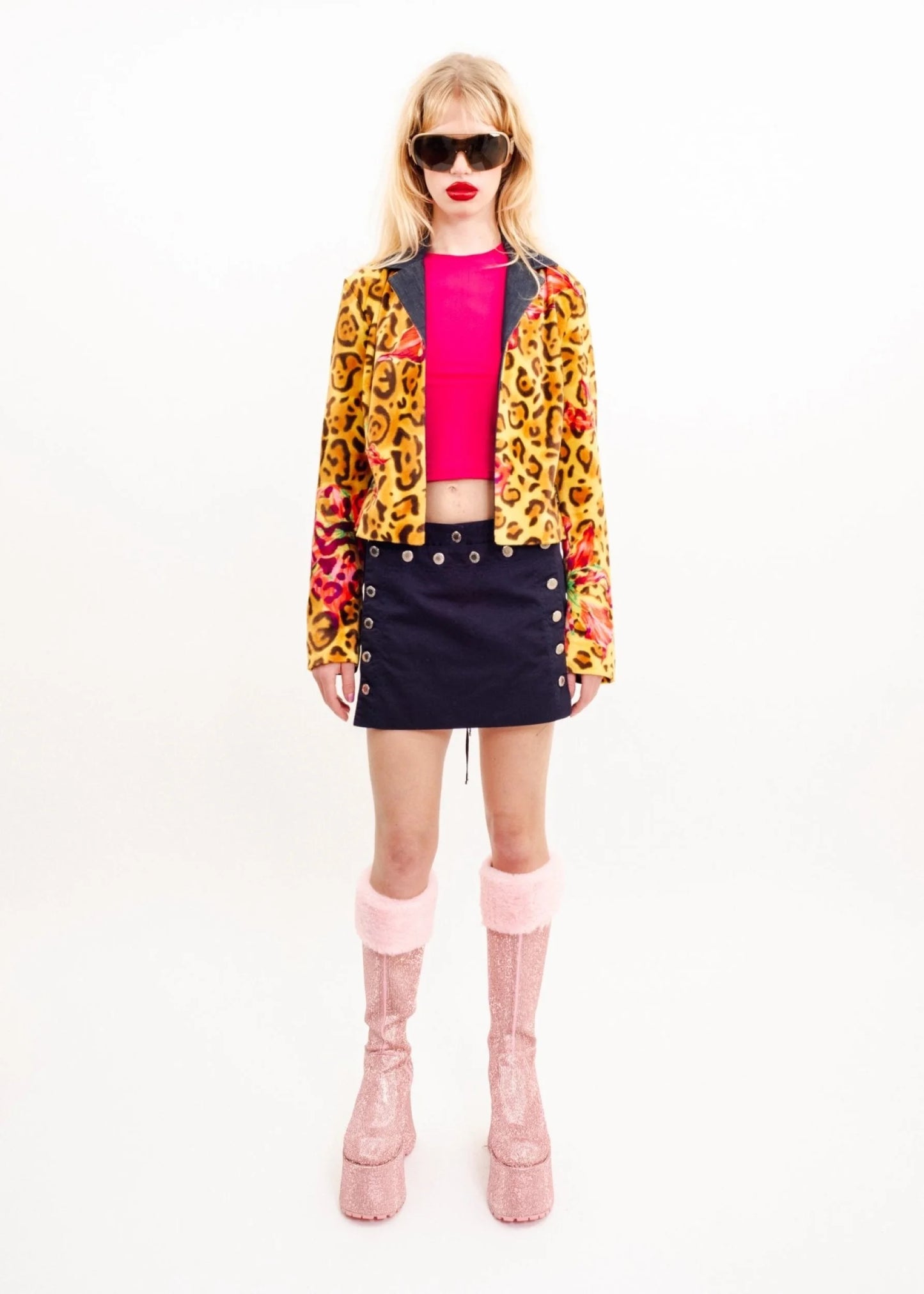 Versace Jeans Couture Maximalist fantasy leopard print faux fur jacket