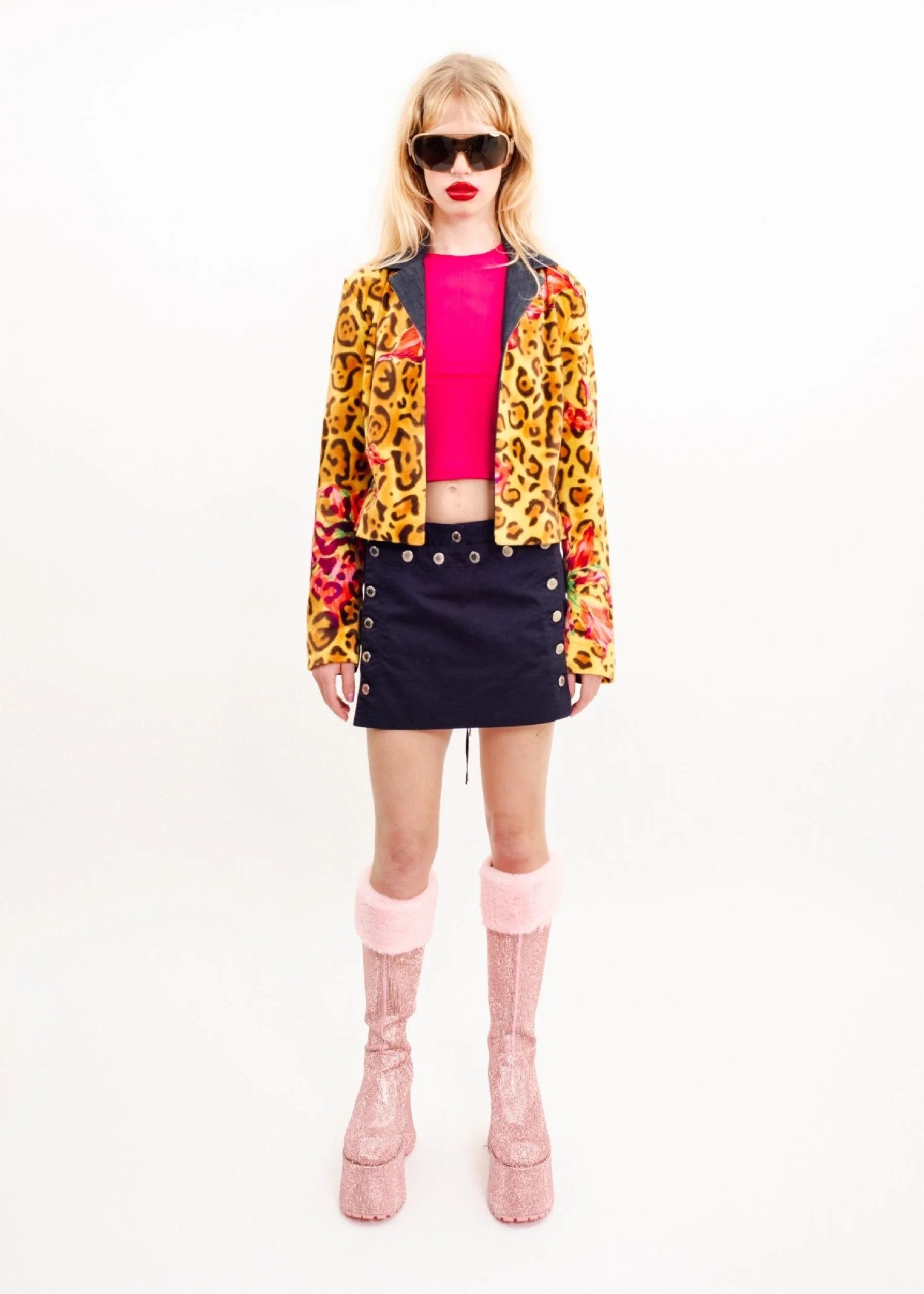 Versace Jeans Couture Maximalist fantasy leopard print faux fur jacket