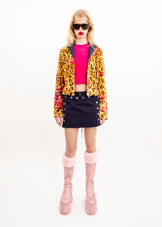 Versace Jeans Couture Maximalist fantasy leopard print faux fur jacket