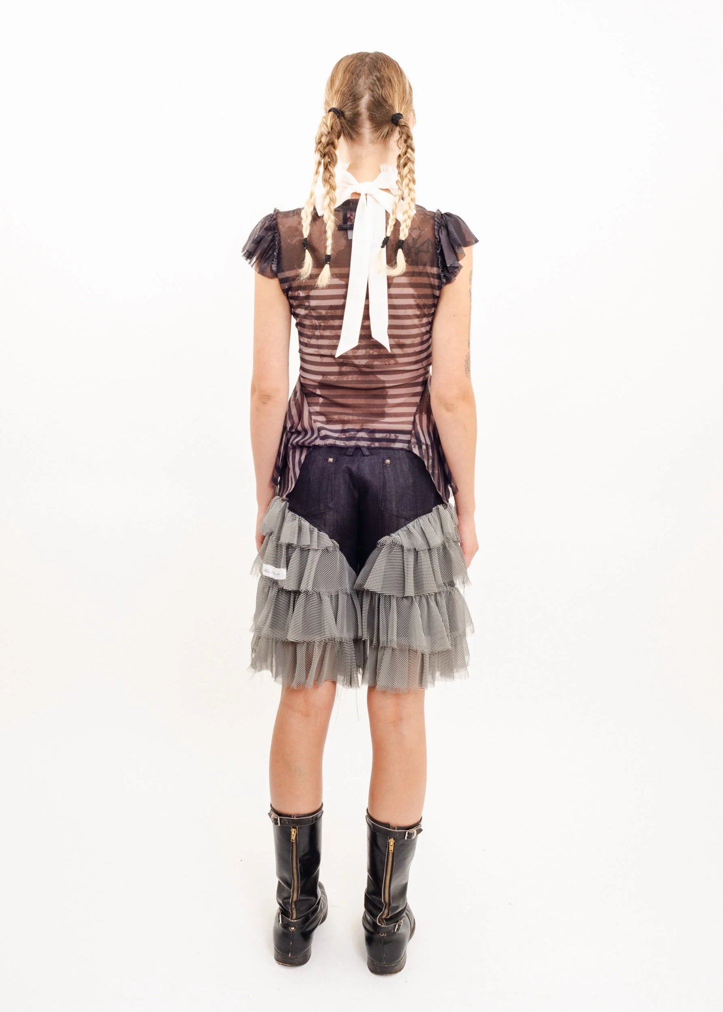 Jean Paul Gaultier Mesh peplum frill top