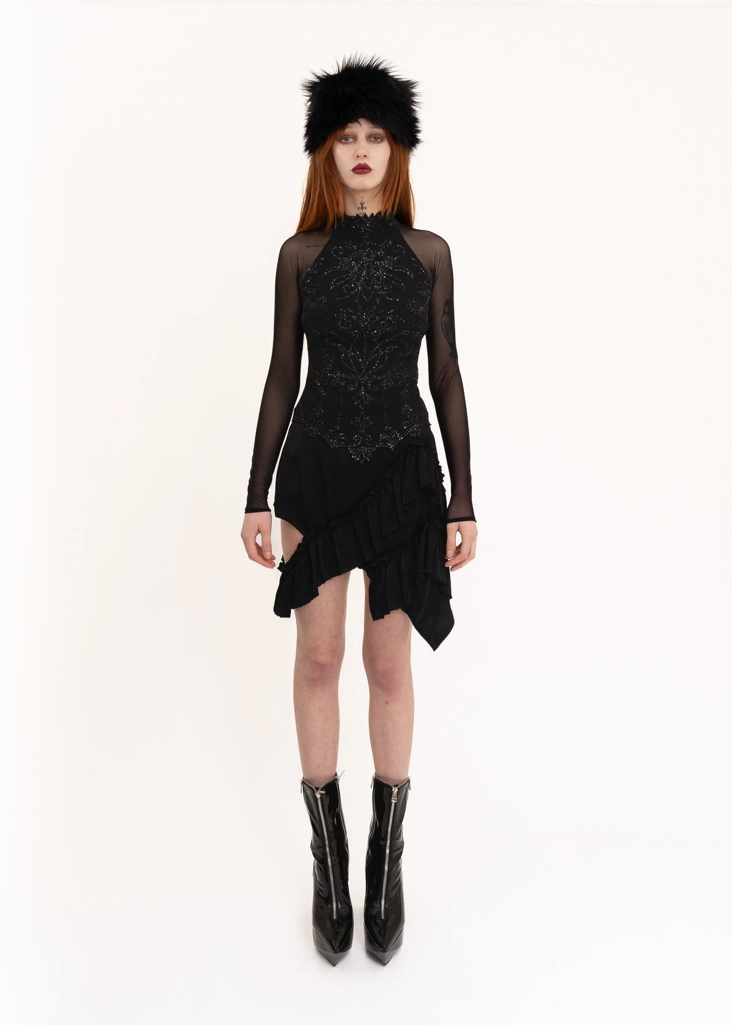 Depth of Scye Mini Fray Skirt- Black Viscose *secondhand