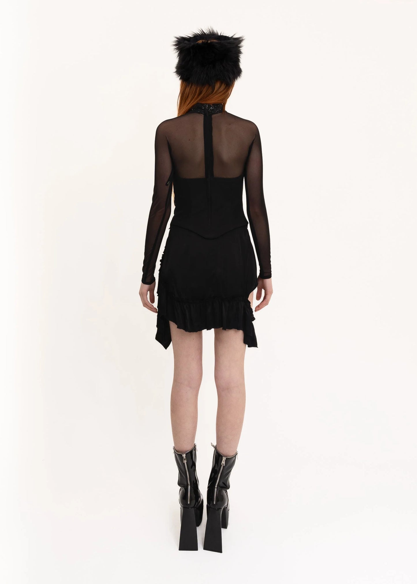 Depth of Scye Mini Fray Skirt- Black Viscose *secondhand