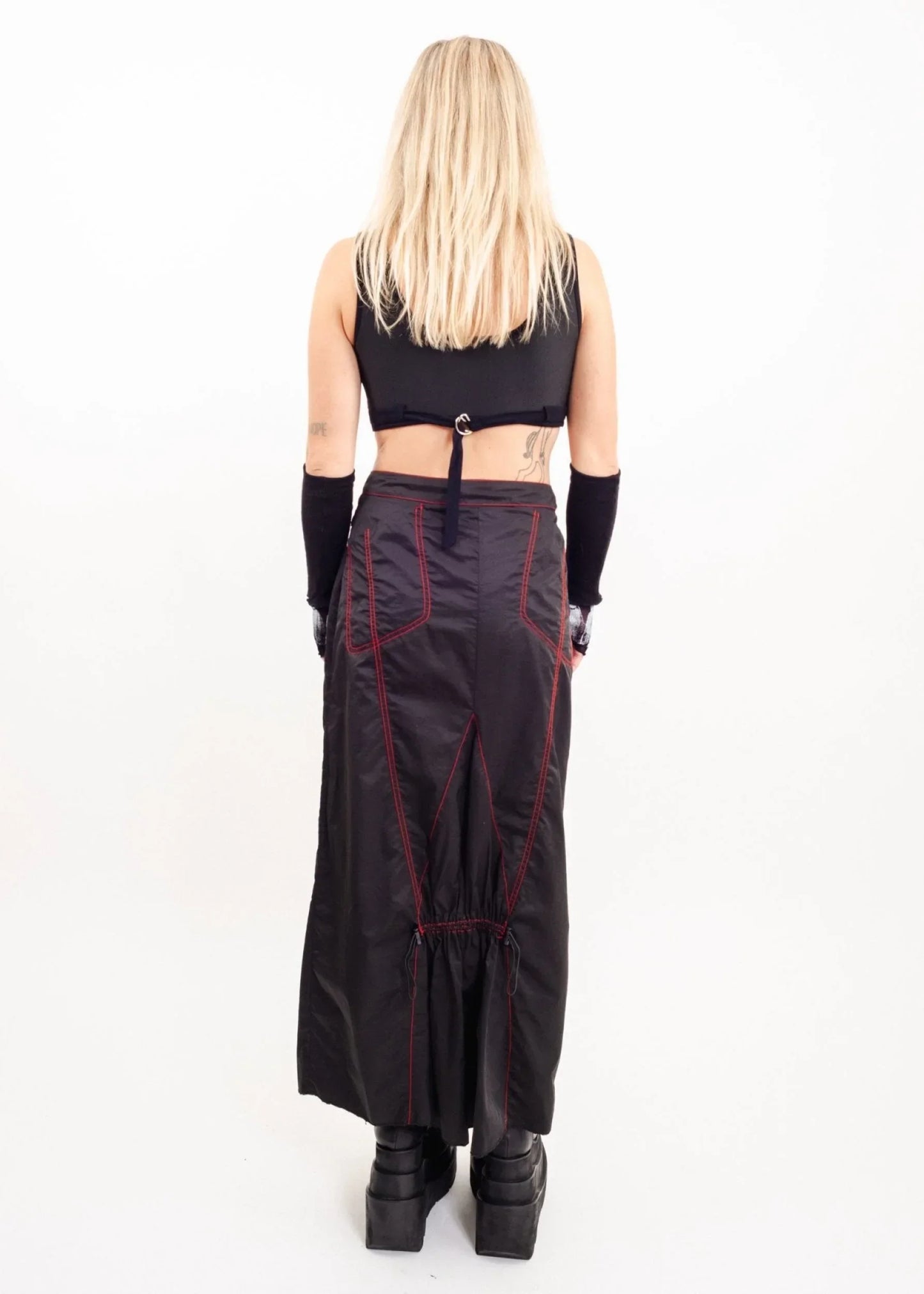 Hep Nylon maxi skirt with ruched hem