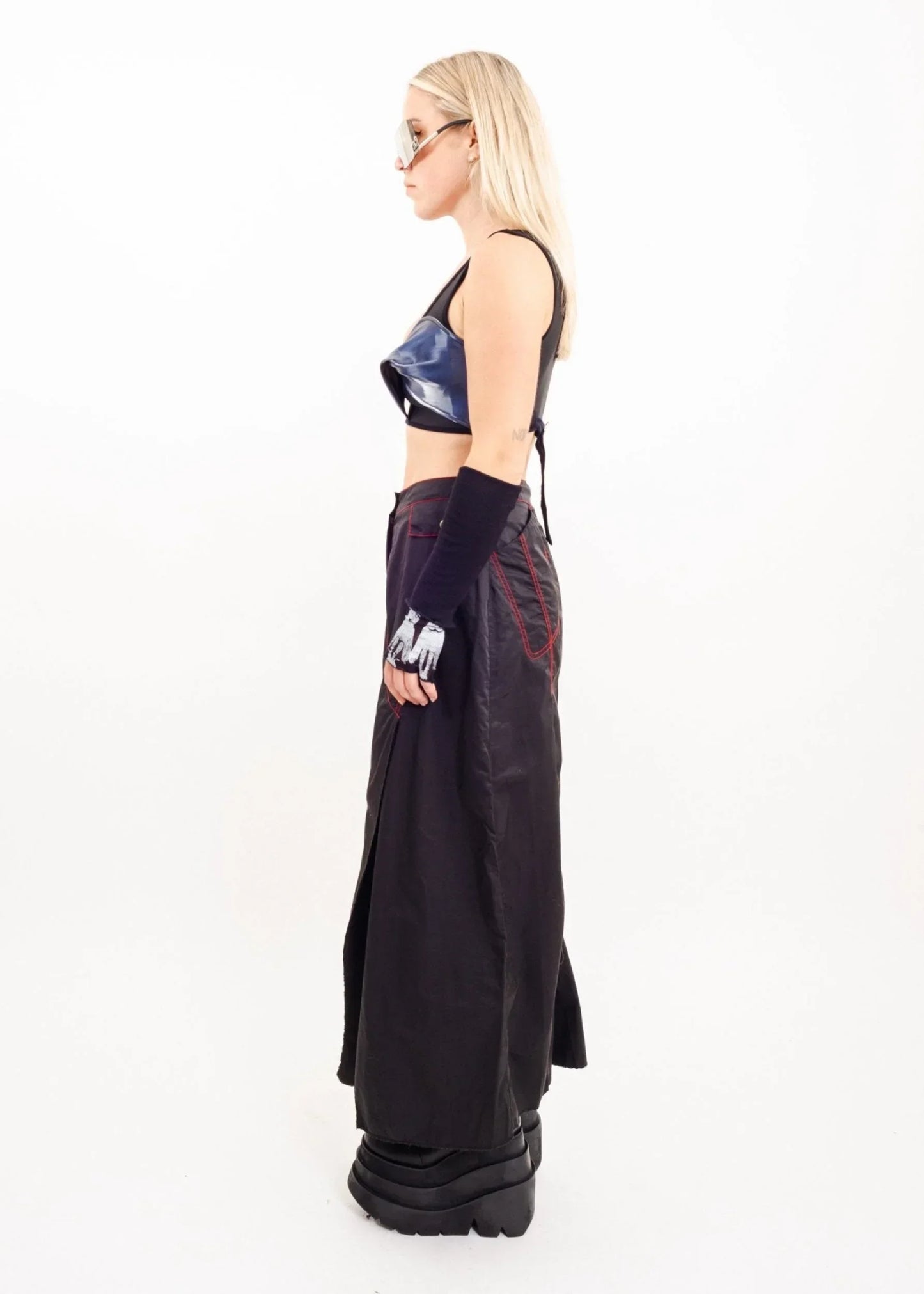 Hep Nylon maxi skirt with ruched hem