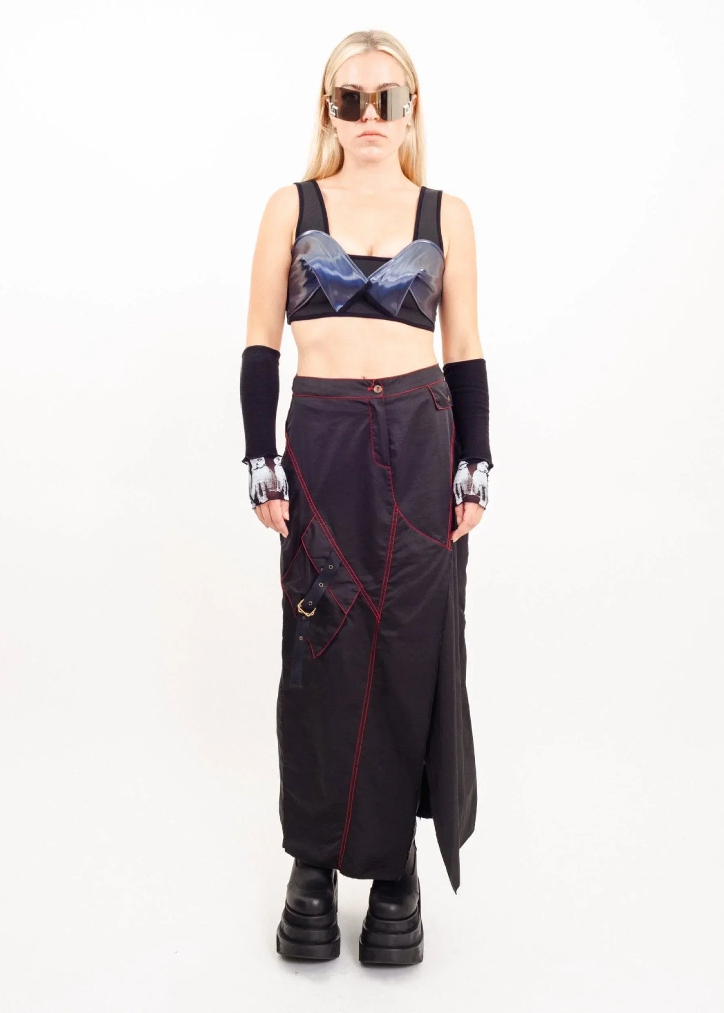 Hep Nylon maxi skirt with ruched hem
