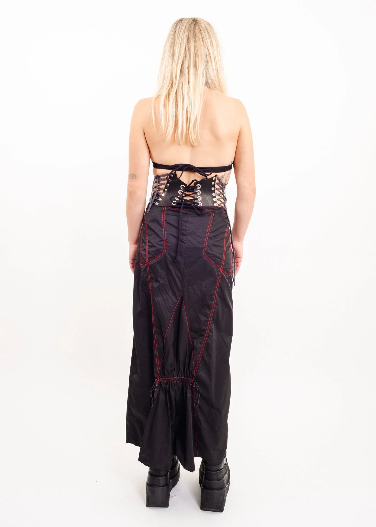 Hep Nylon maxi skirt with ruched hem