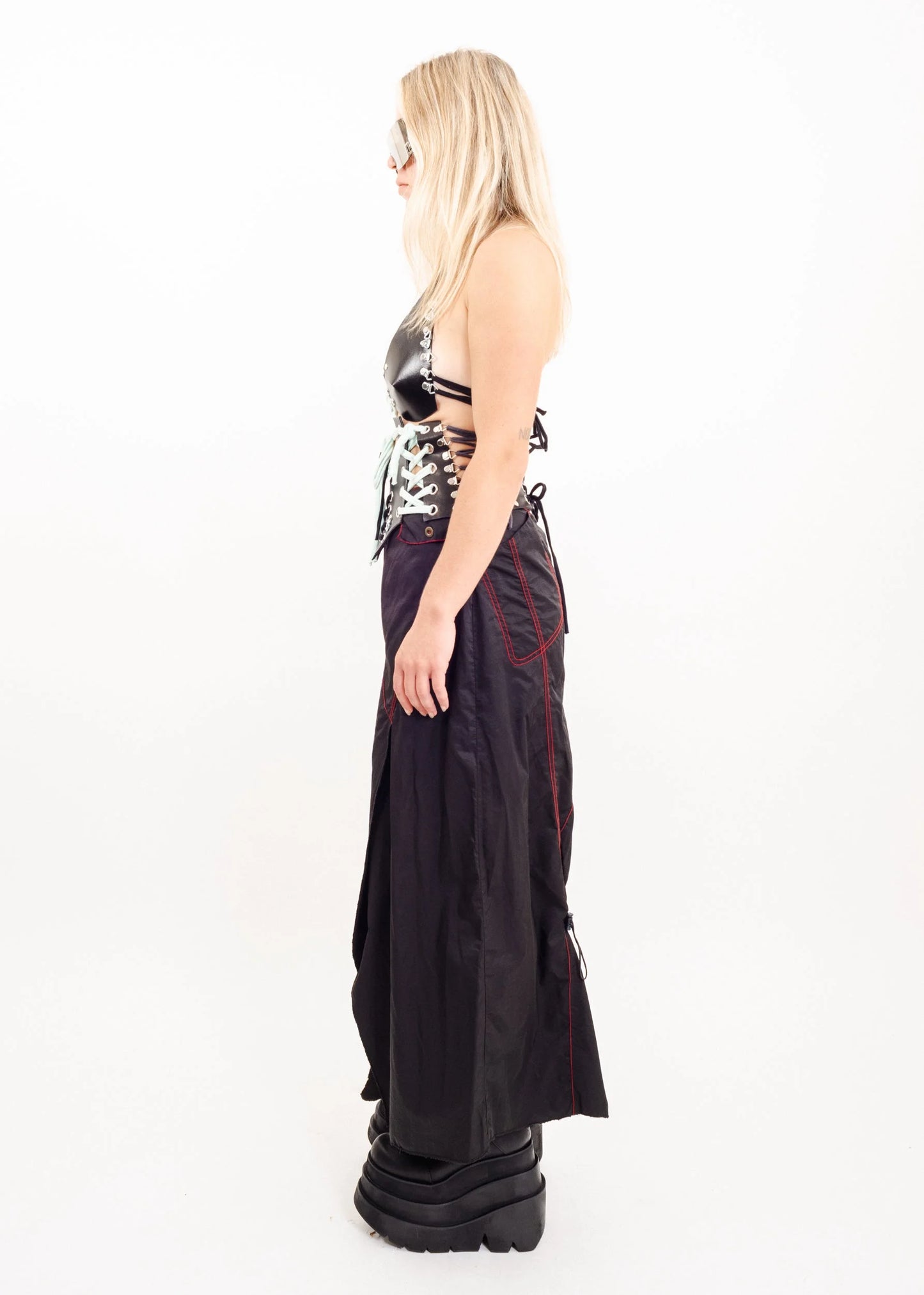 Hep Nylon maxi skirt with ruched hem