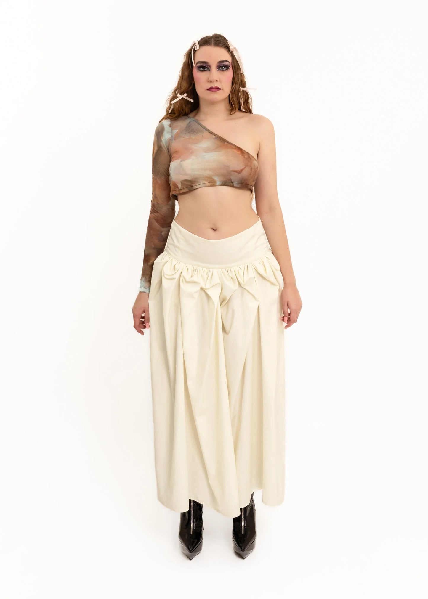 Paloma Wool One shoulder cotton mesh top