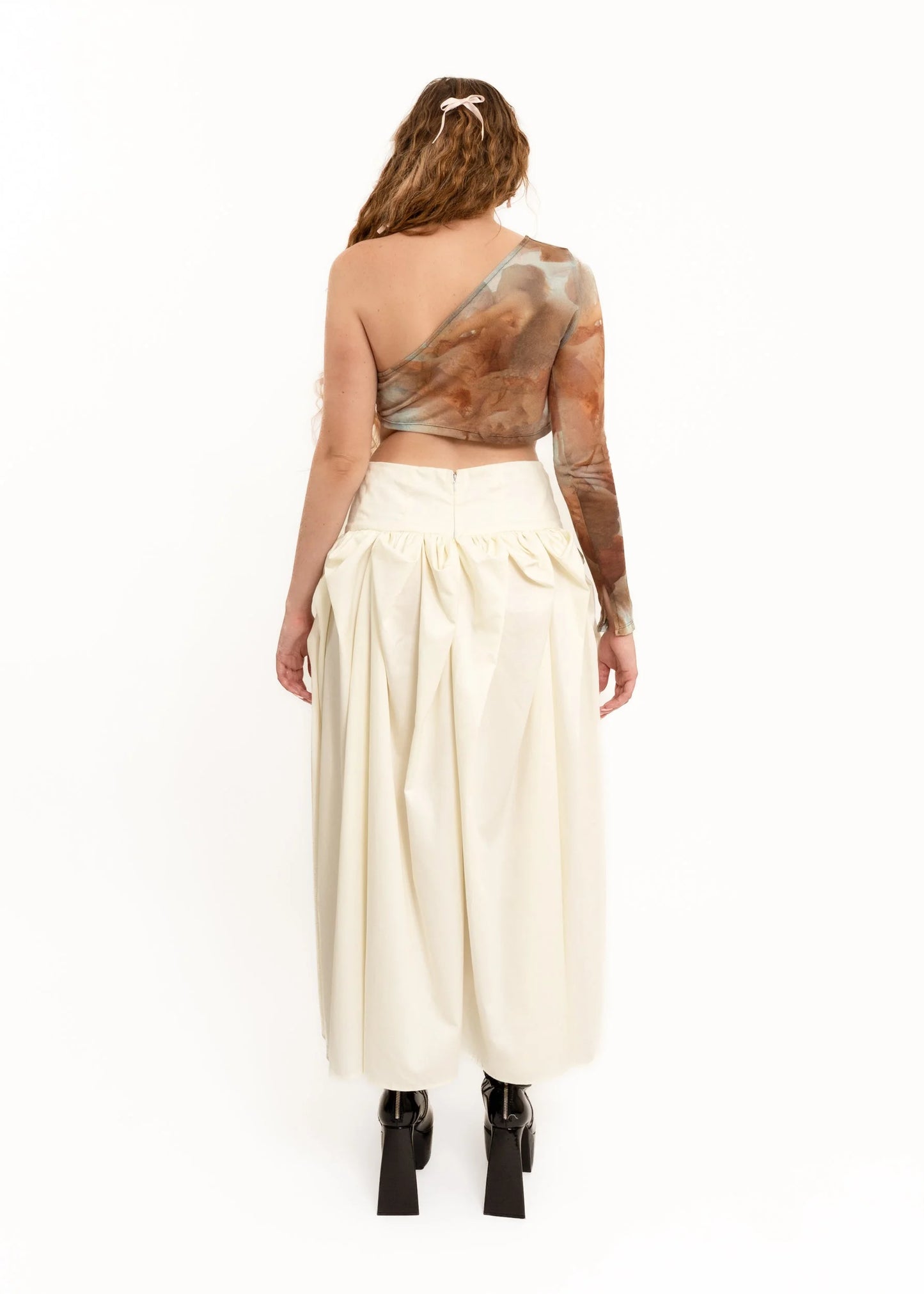 Paloma Wool One shoulder cotton mesh top