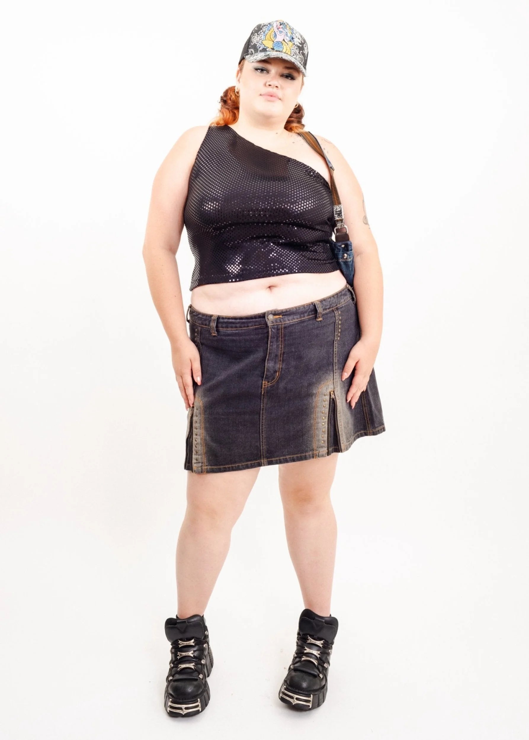 Staxs One shoulder sequin party top