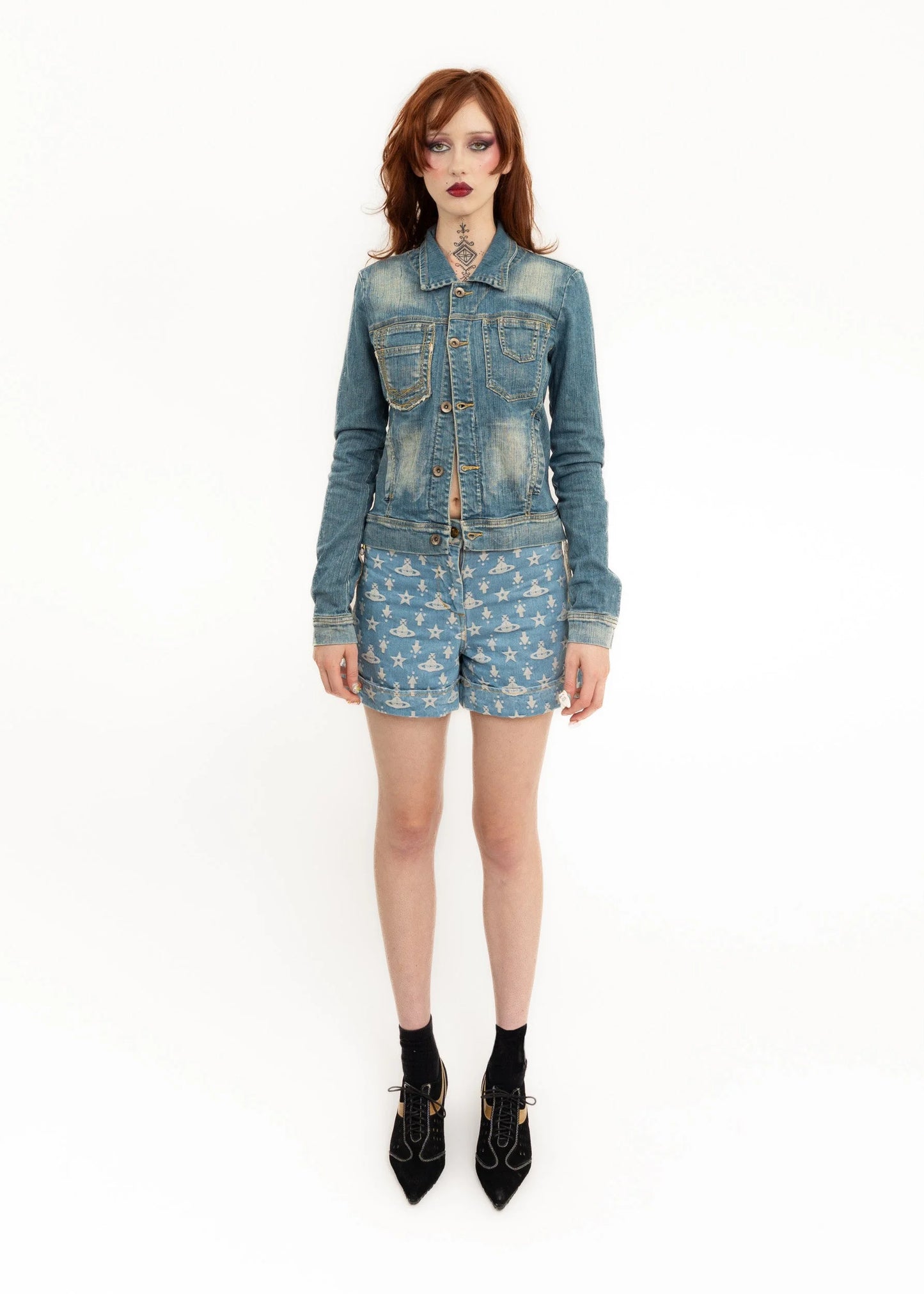 Vivienne Westwood Red Label Orb Monogram Denim Shorts