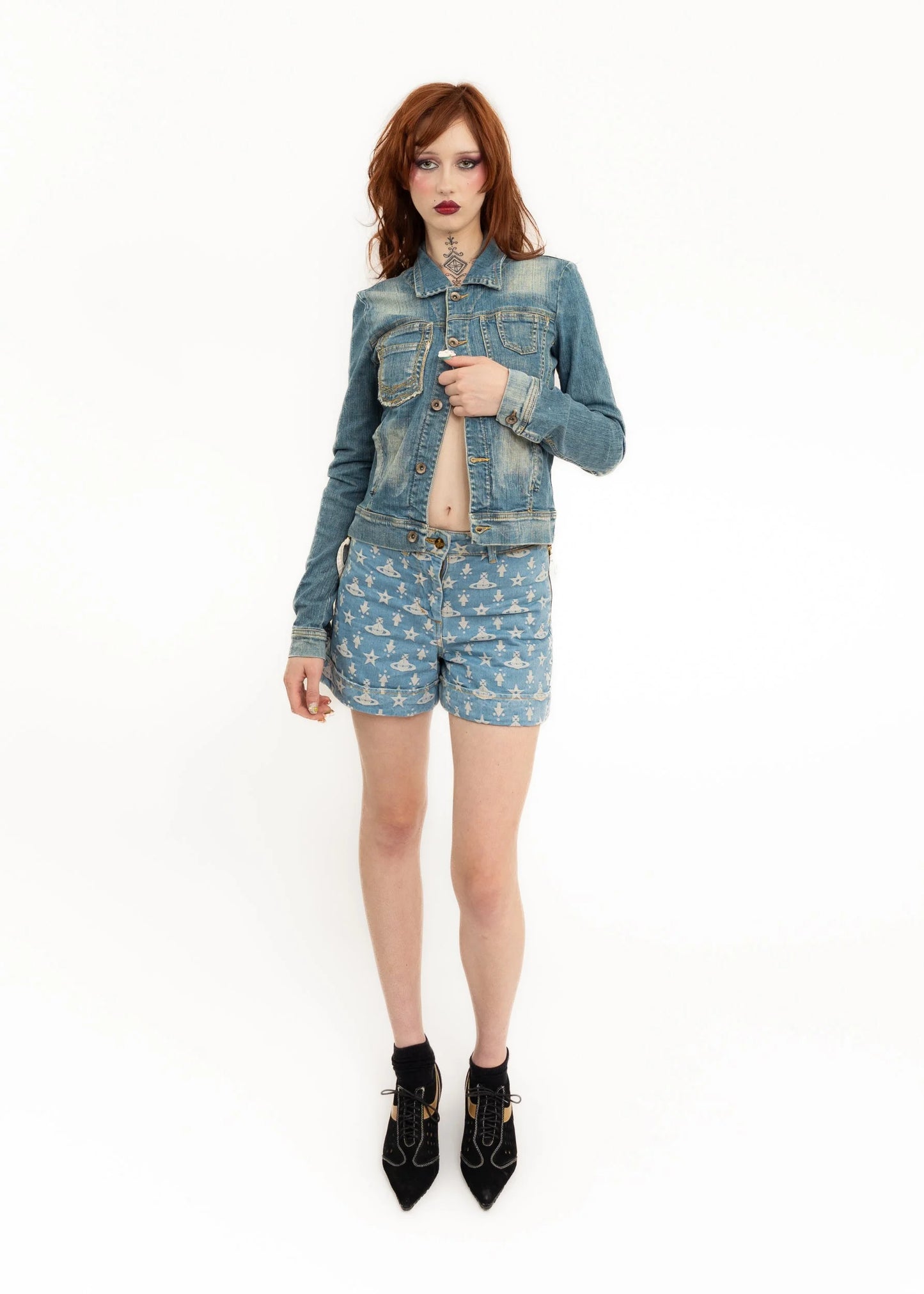 Vivienne Westwood Red Label Orb Monogram Denim Shorts