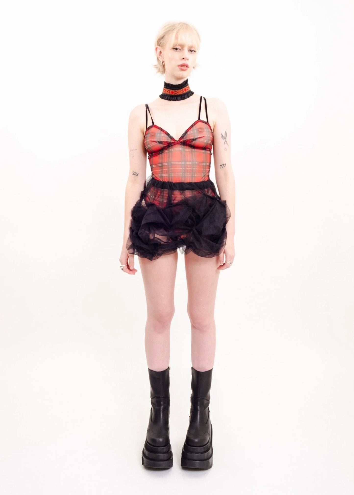 Depth of Scye Ornate Trim Ruffle Choker