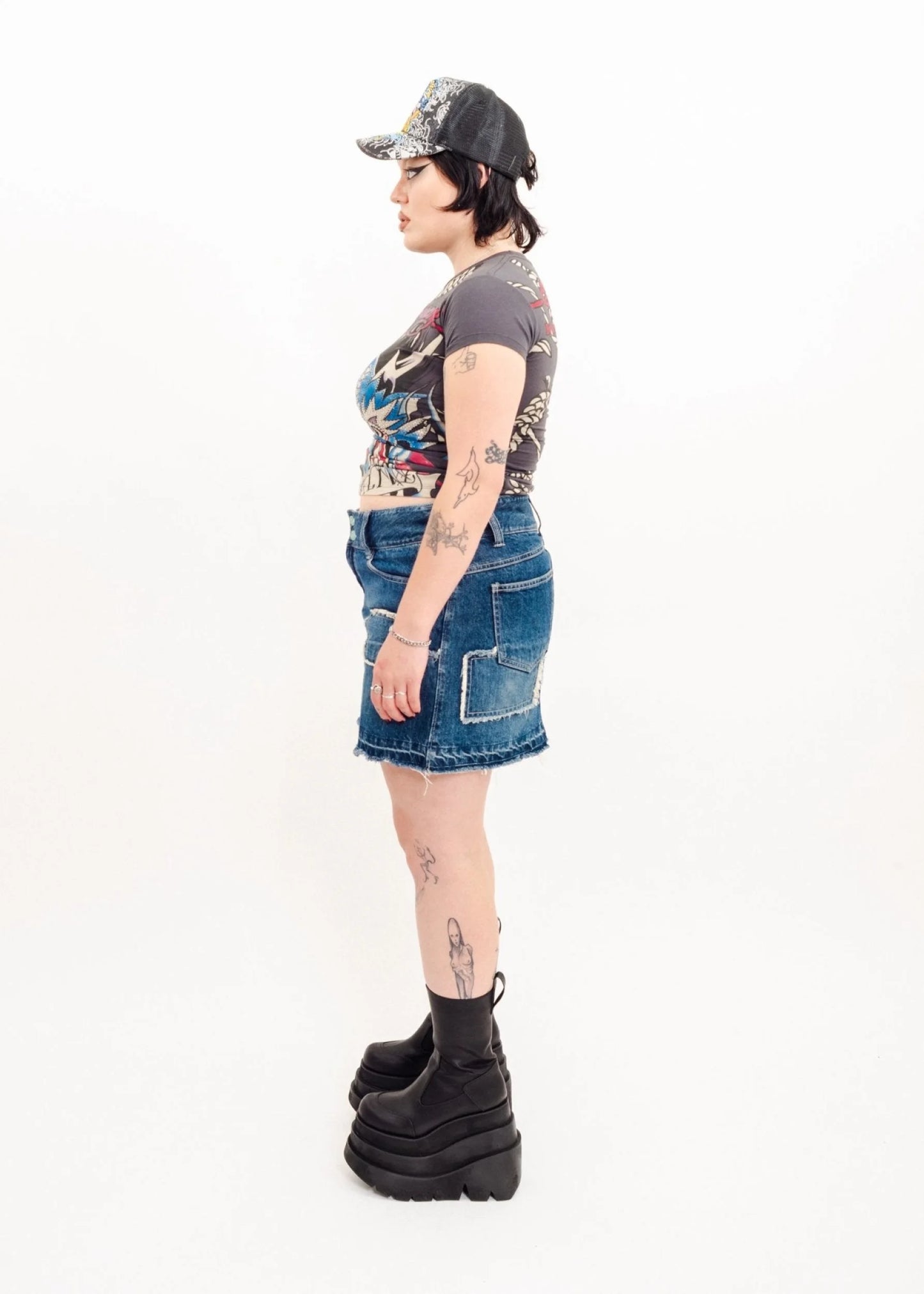 Paleo Patchwork denim skirt