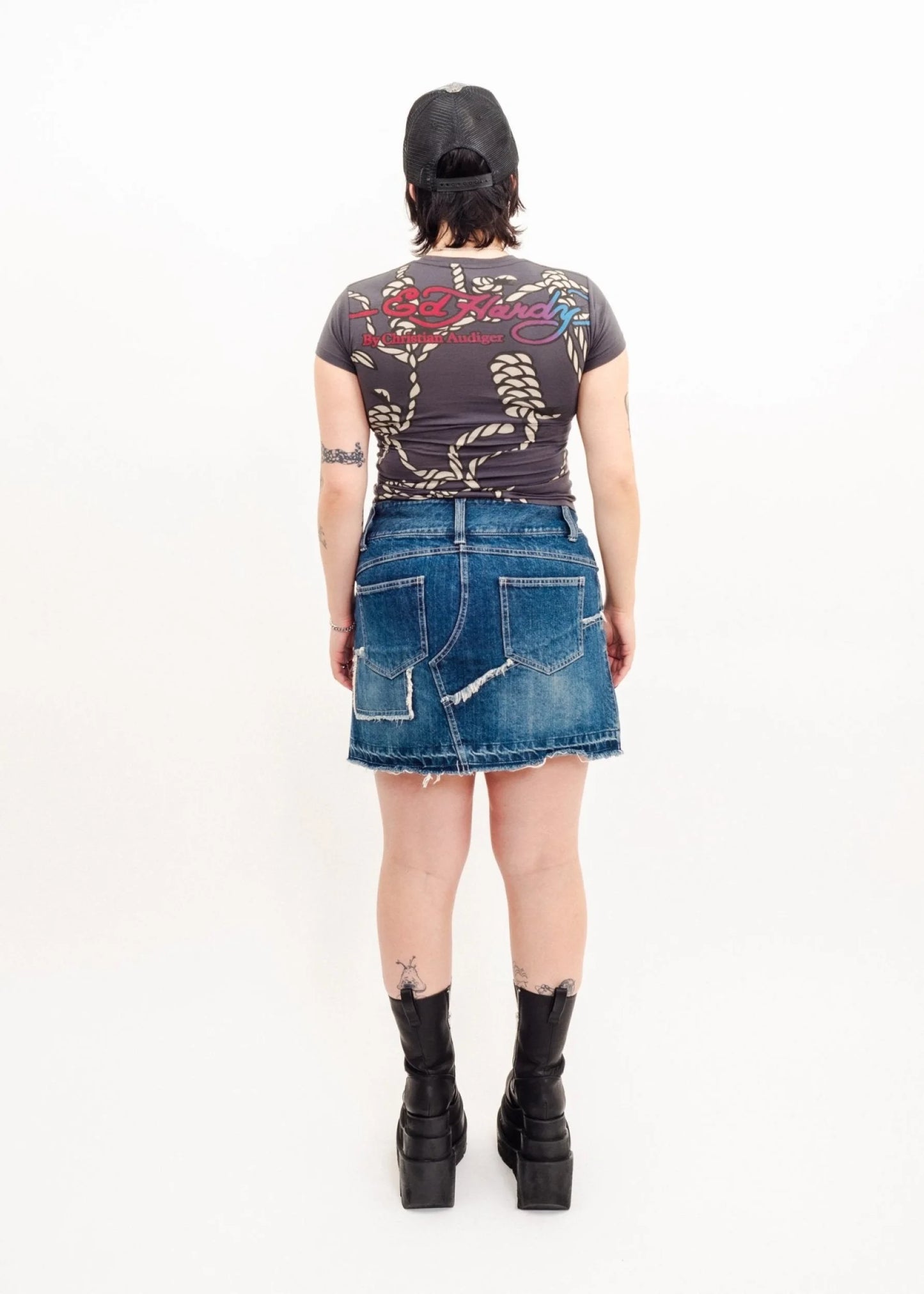 Paleo Patchwork denim skirt