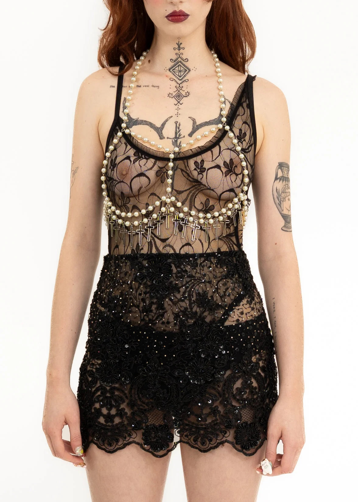 Moss Pixie Pearl bikini top/ body chain
