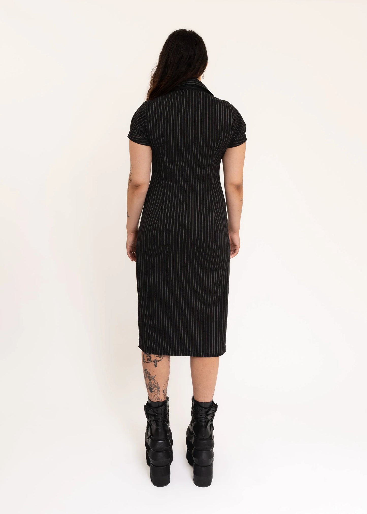 Illicit Pinstriped Trucker Dress