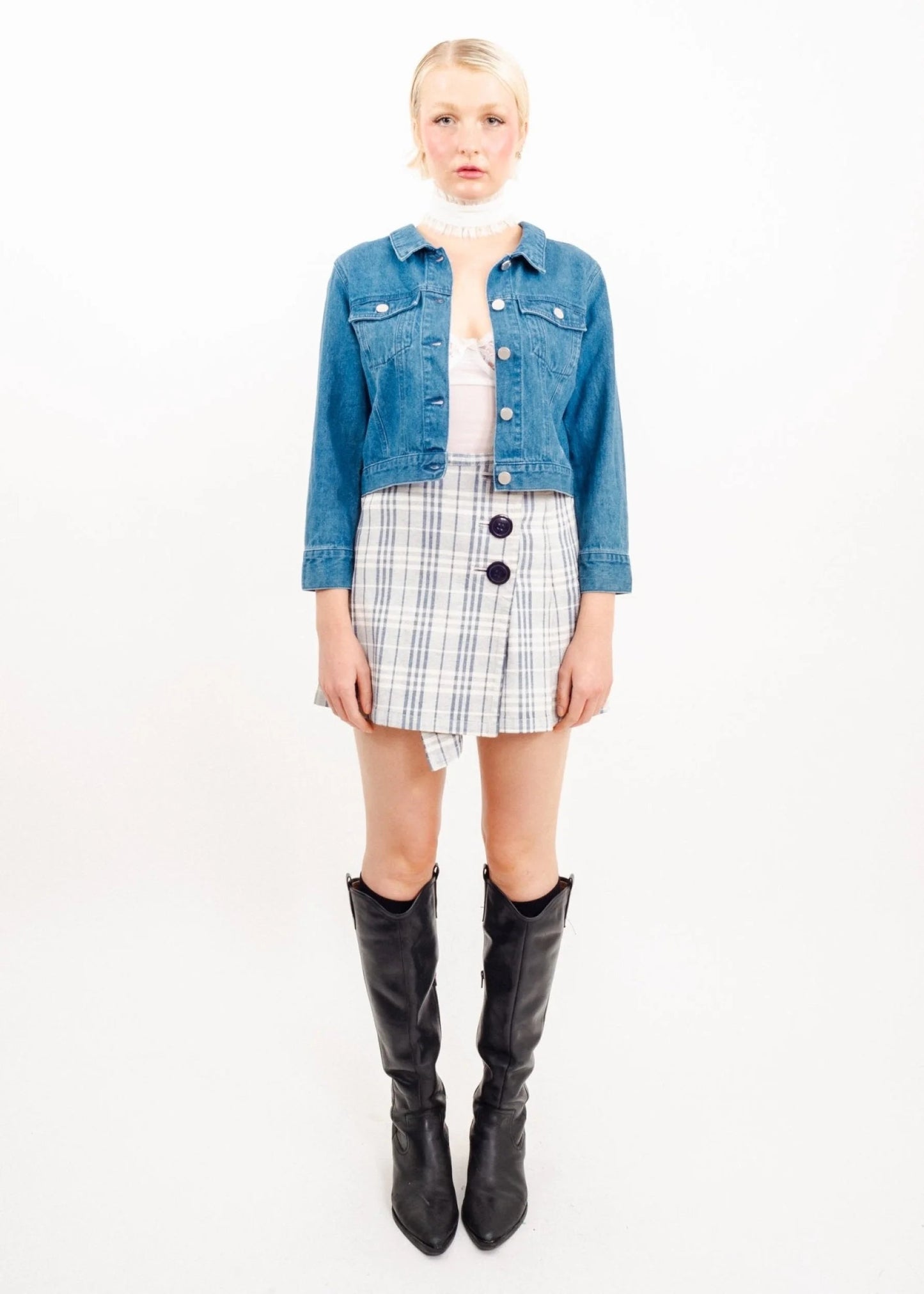 Burberry London Blue Label Plaid Pleated Mini Skirt