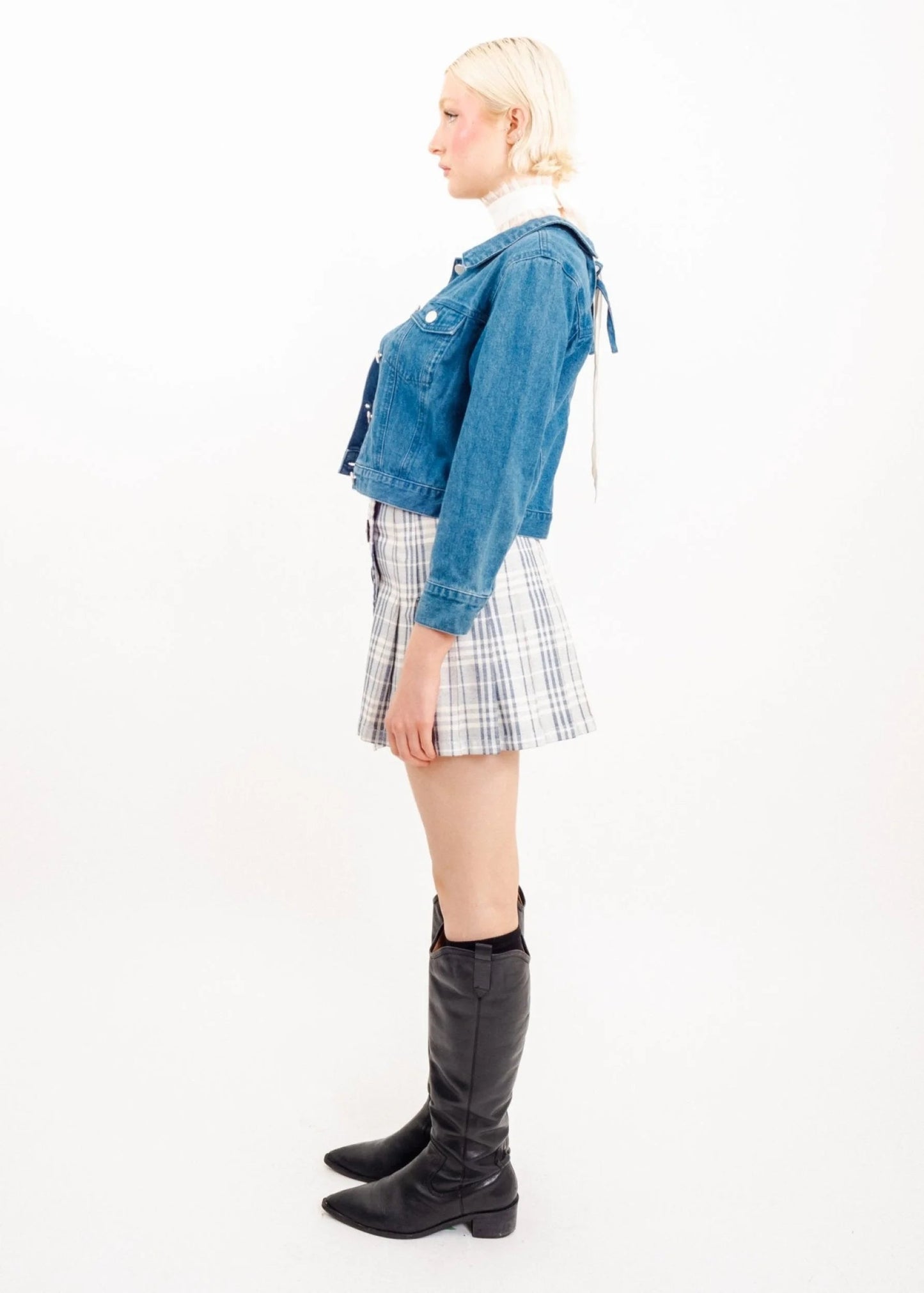 Burberry London Blue Label Plaid Pleated Mini Skirt
