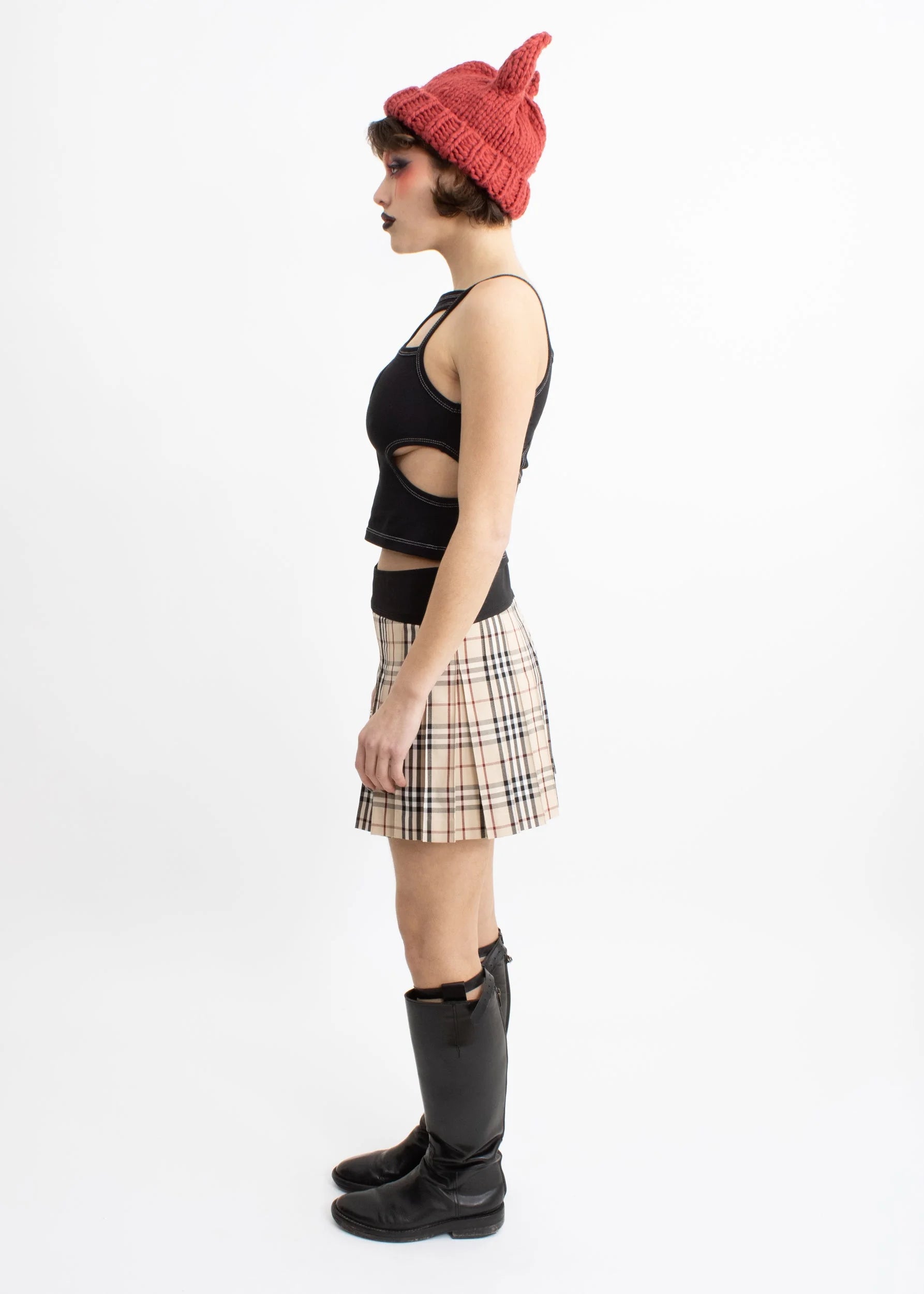 Burberry London Blue Label Pleated classic beige novacheck mini skirt