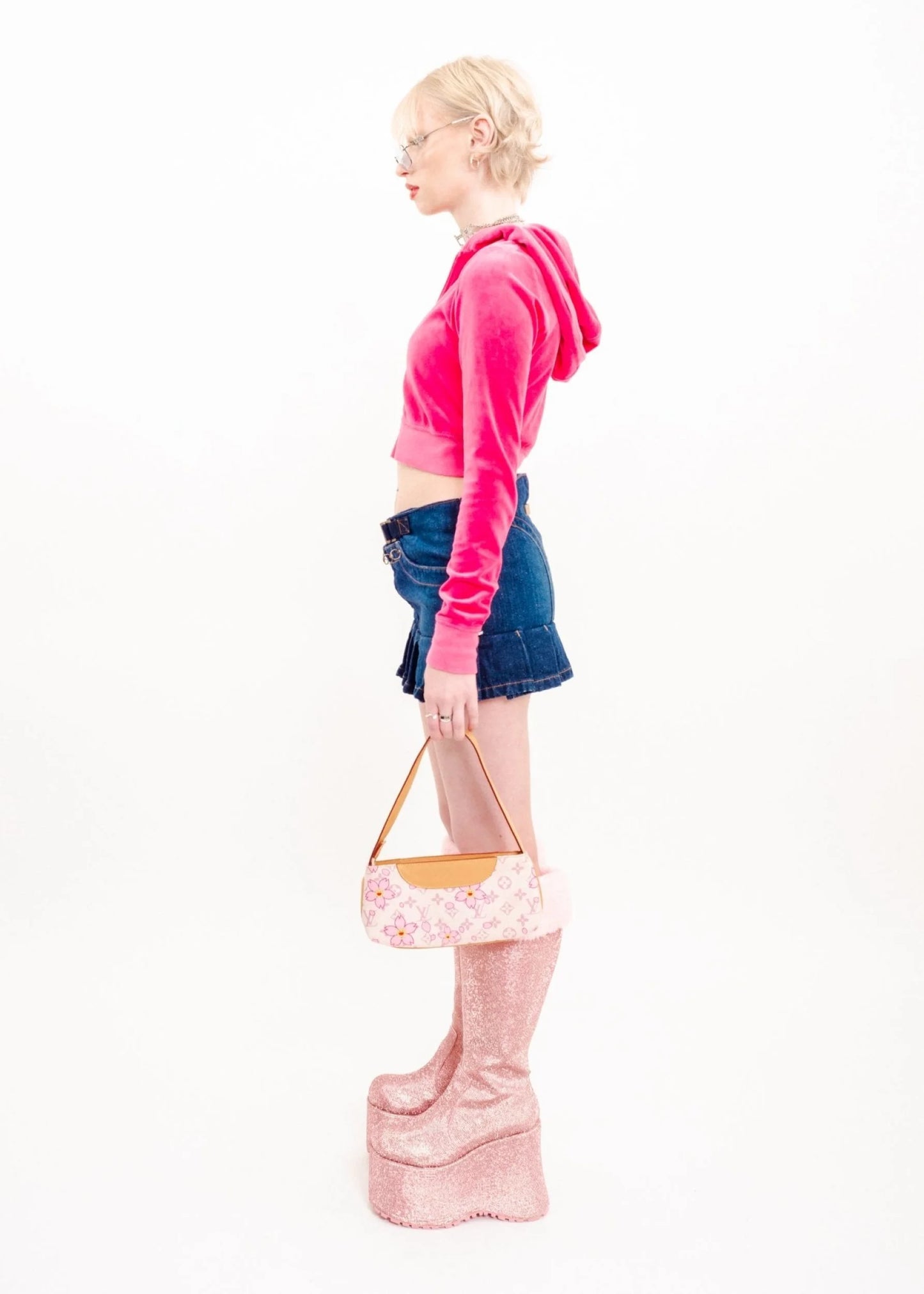 Jean’s Paul Gaultier Pleated denim micro mini skirt
