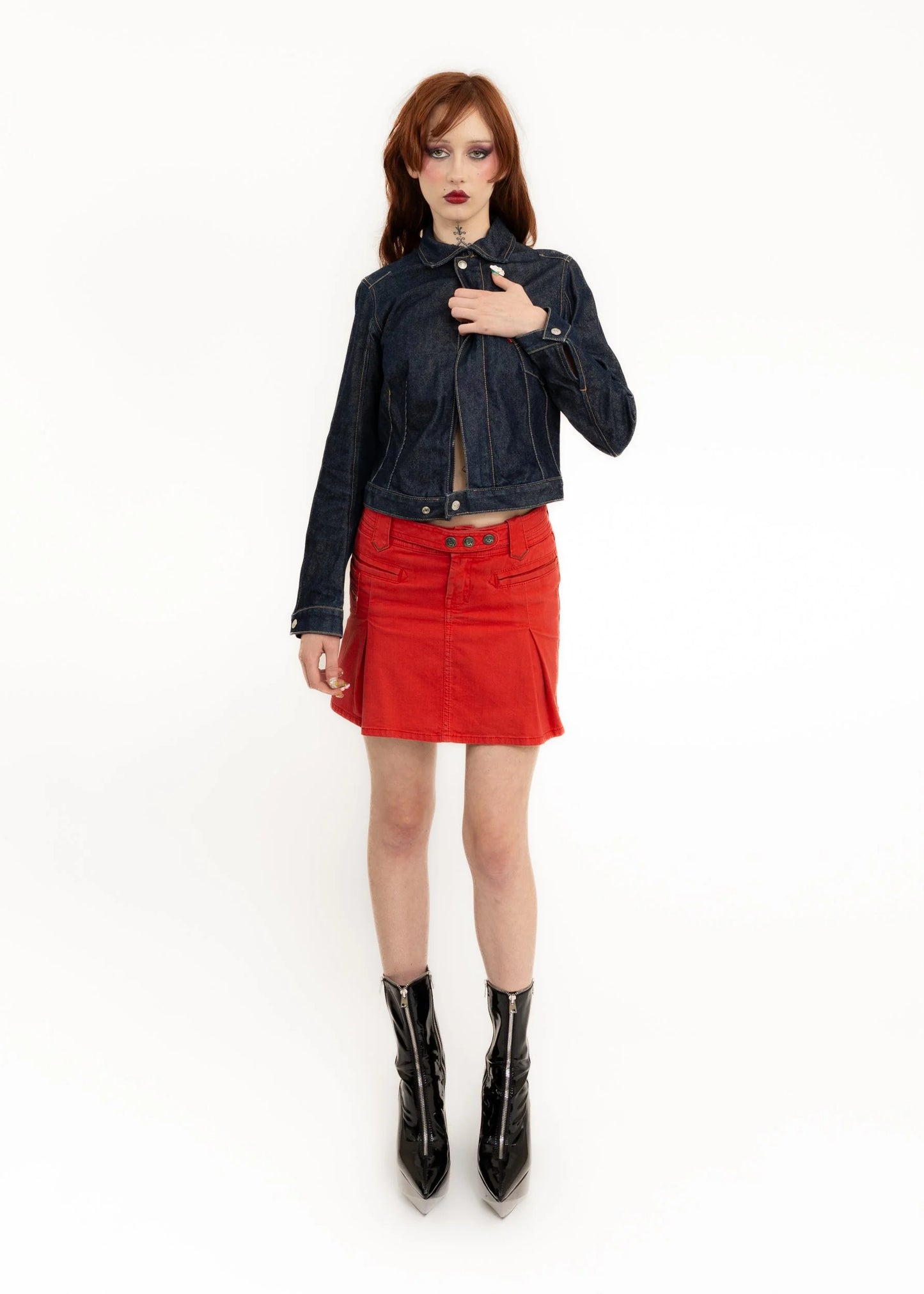 Diesel Pleated denim mini skirt