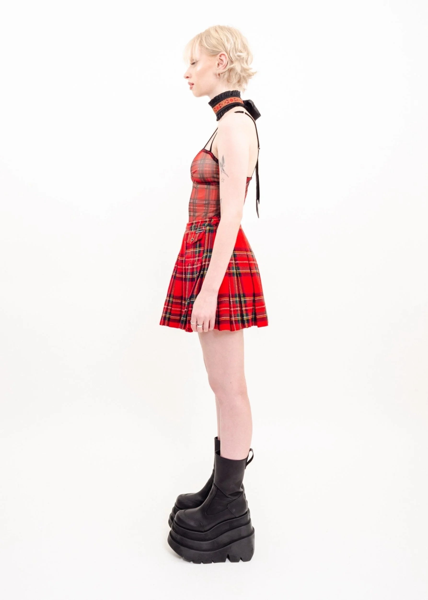 Dolce & Gabbana Pleated tartan wool mini skirt