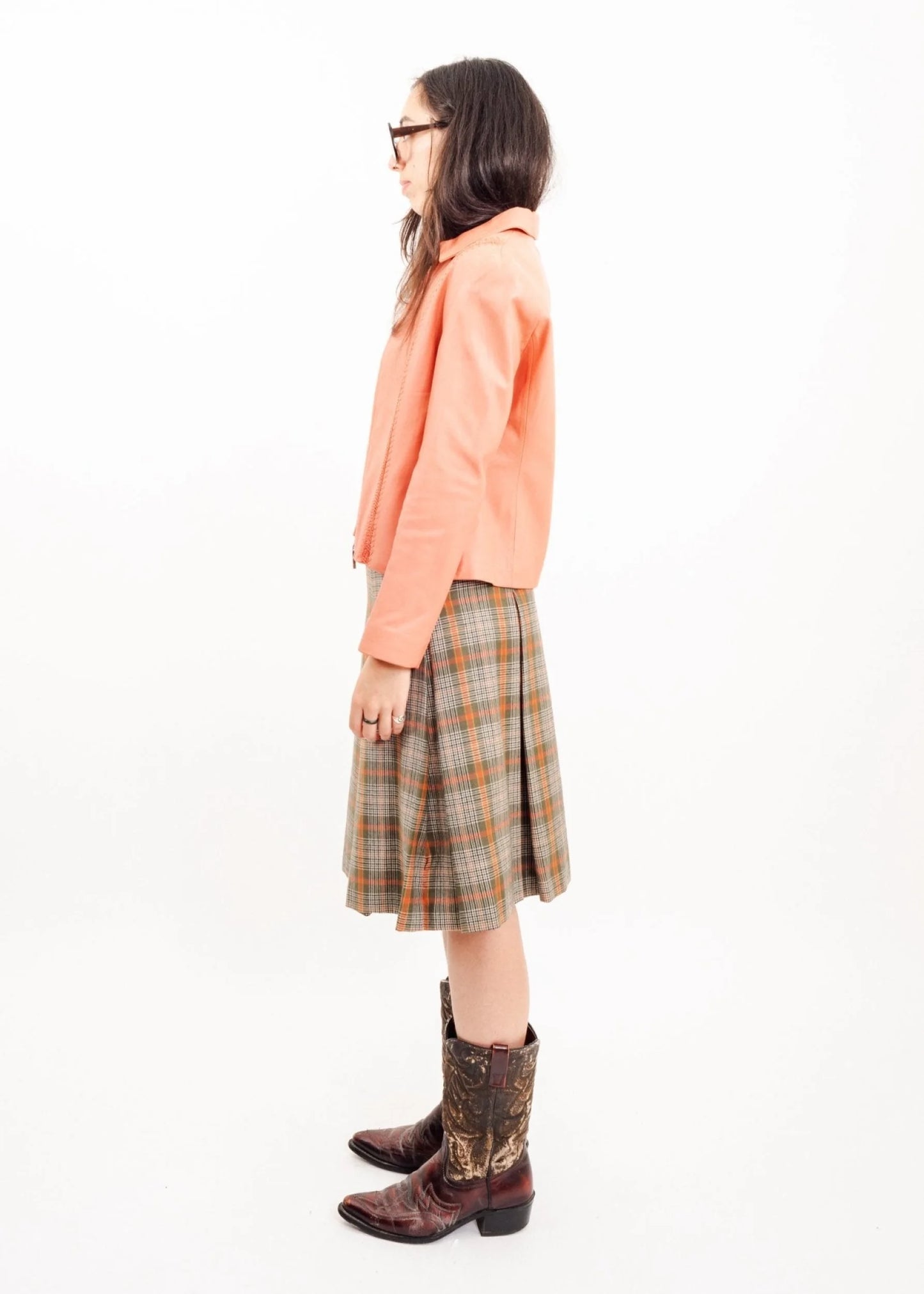 Miss Chloé Pleated tartan wool skirt