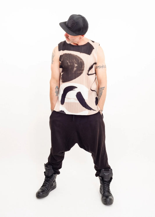 Pleats Please by Issey Miyake Pleats Please abstract print plissé tank top