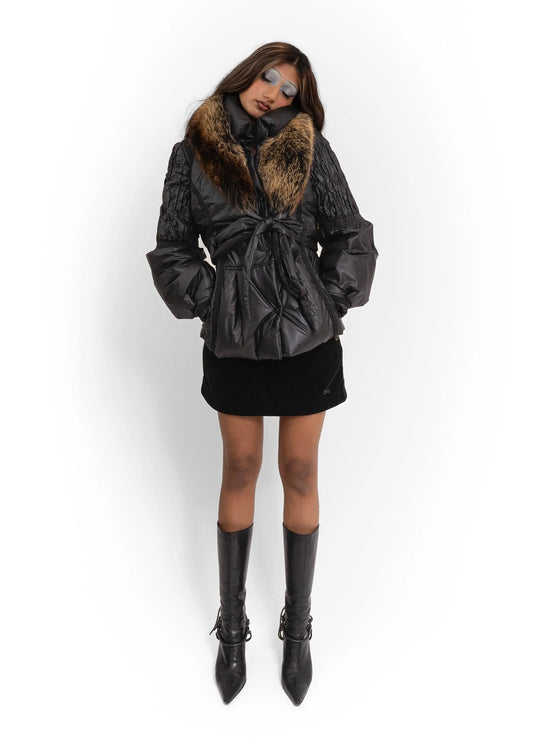 Class Roberto Cavalli Puffer jacket with detachable fox fur collar
