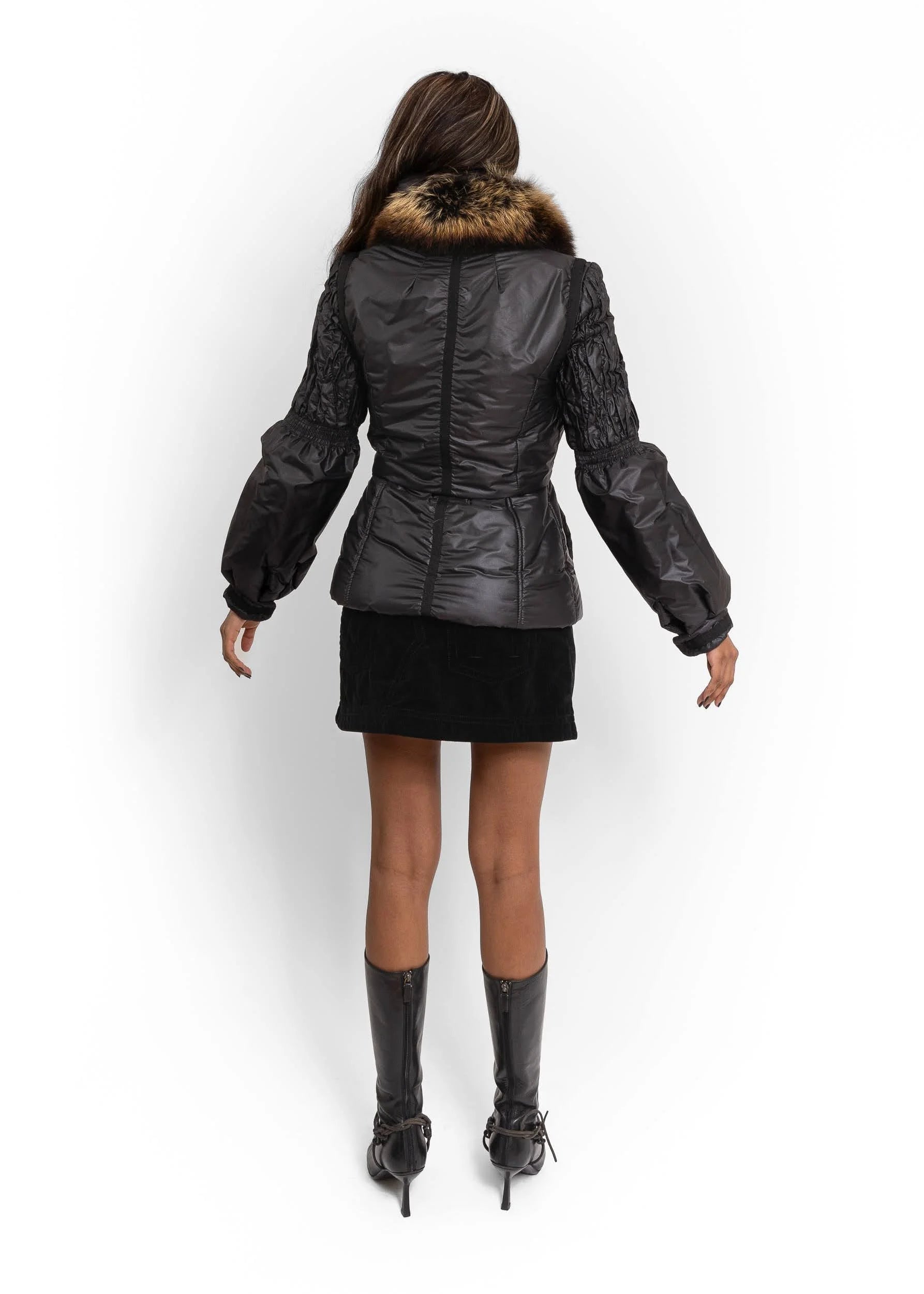 Class Roberto Cavalli Puffer jacket with detachable fox fur collar