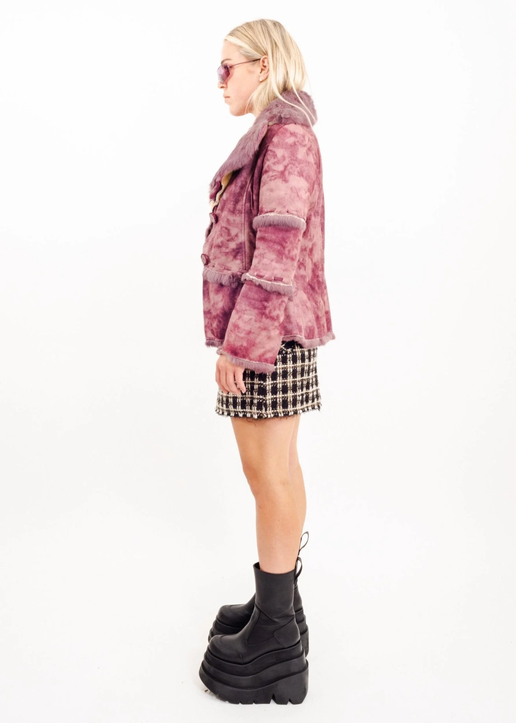 S.M.L.X Purple fur trimmed jacket