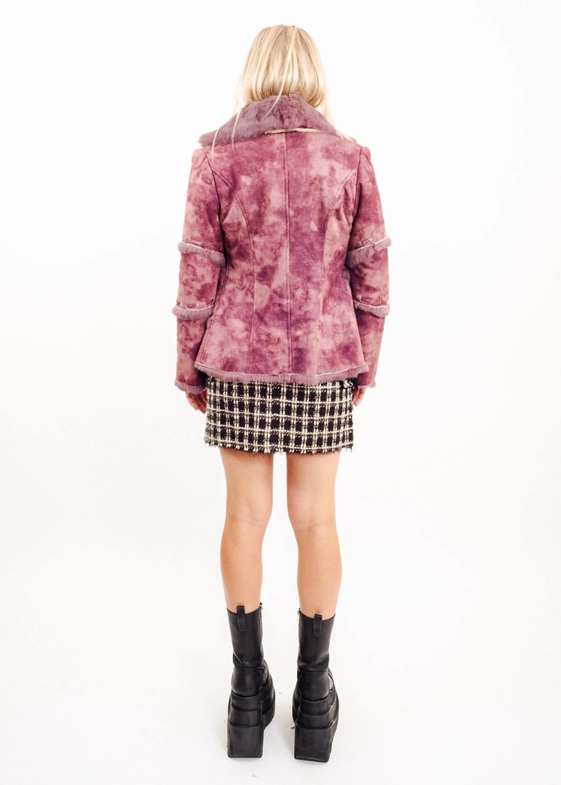 S.M.L.X Purple fur trimmed jacket