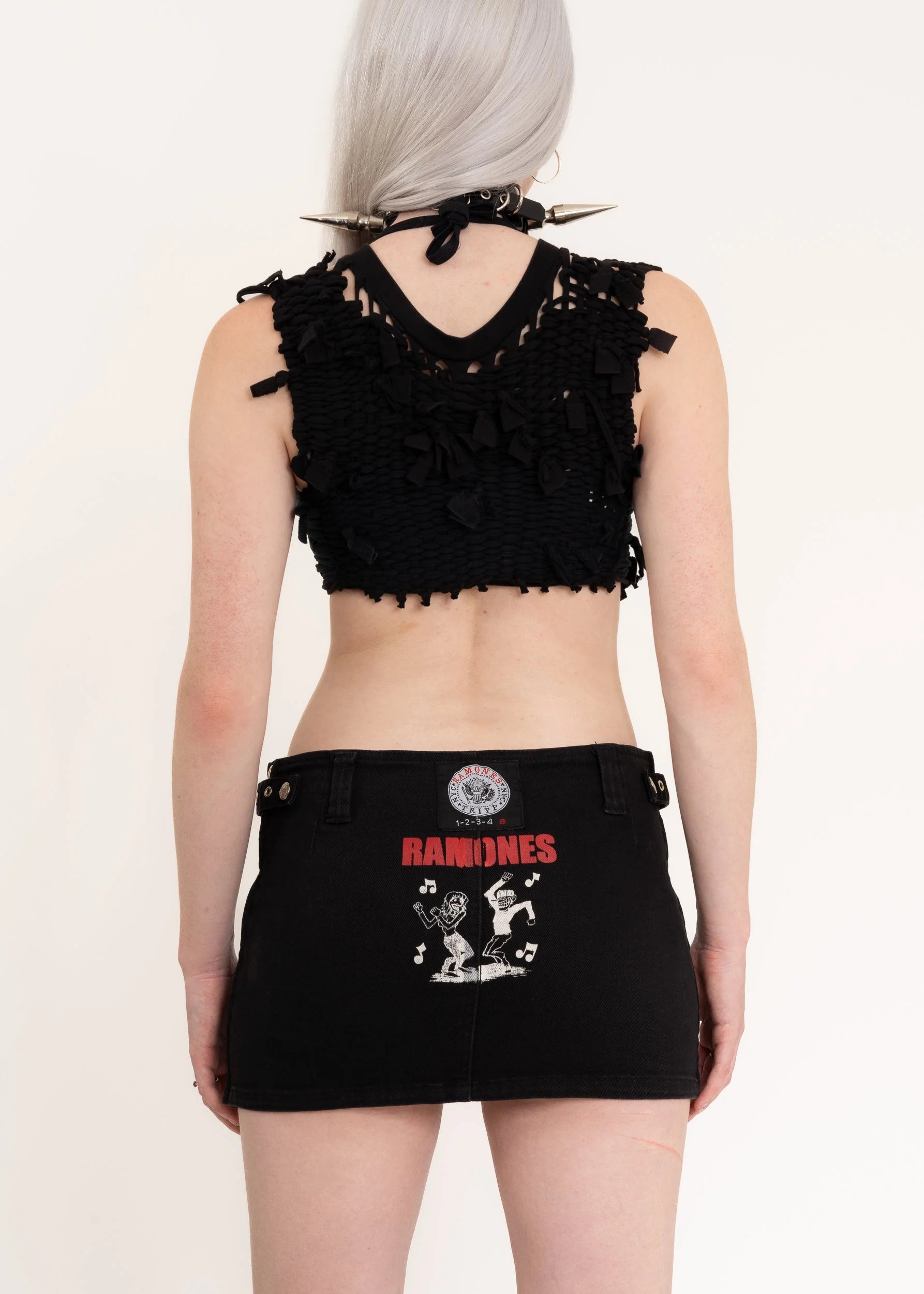 Tripp NYC Ramones collaboration denim mini skirt