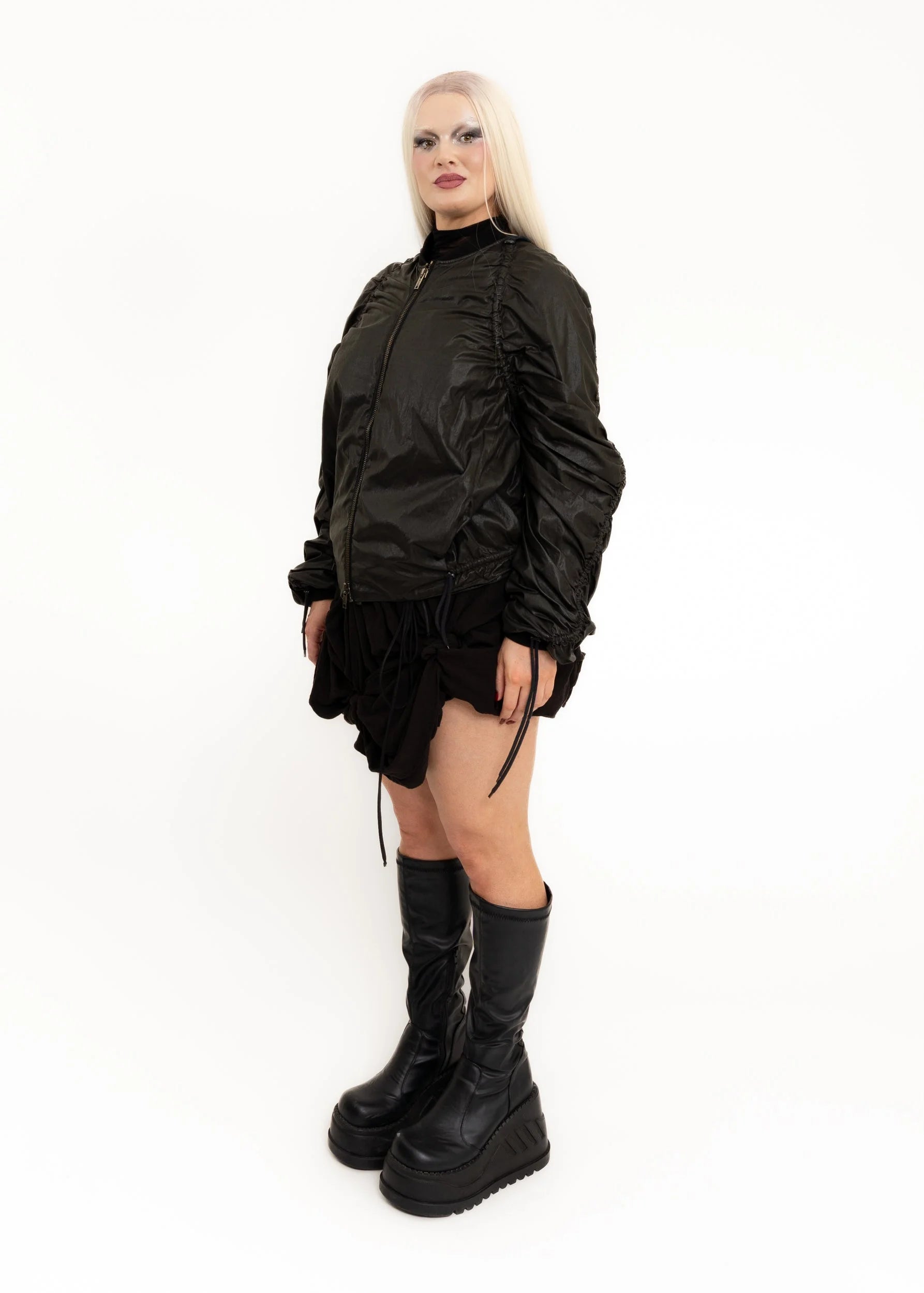 Bizarre Bazaar Ruched bomber jacket
