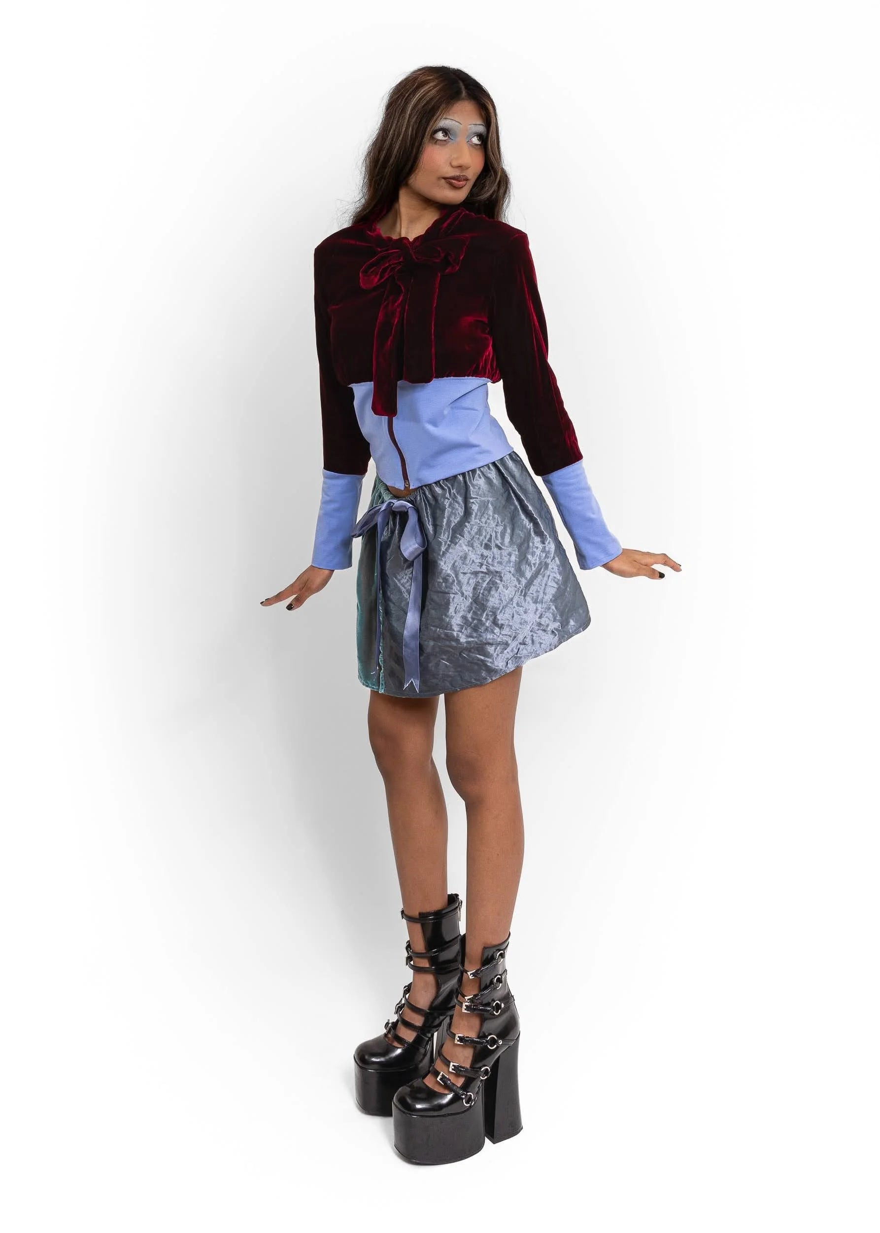 Elsie Gore Satin/ silk velvet bubble skirt