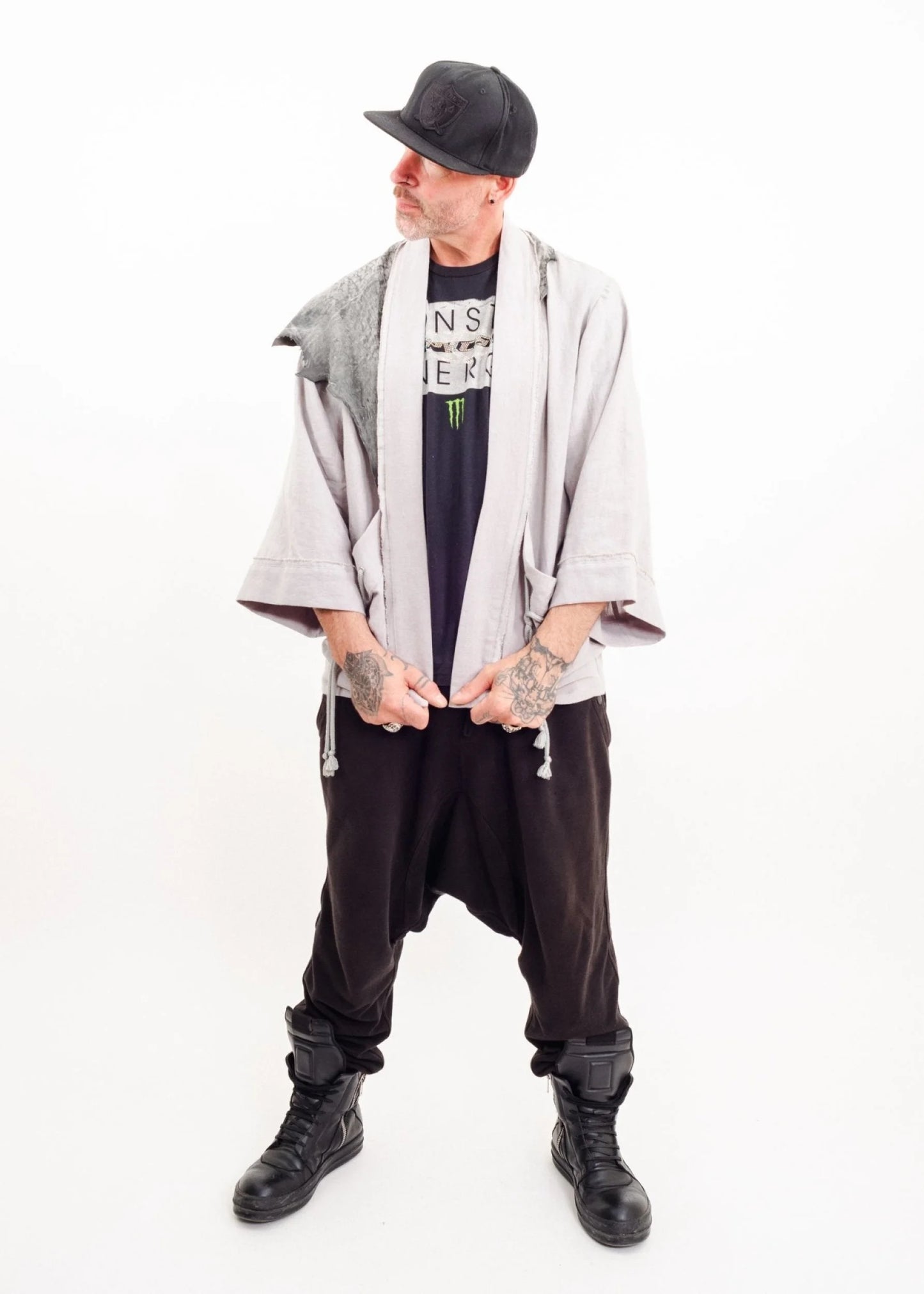 Depth of Scye Selvedge Jacket- linen/ leather