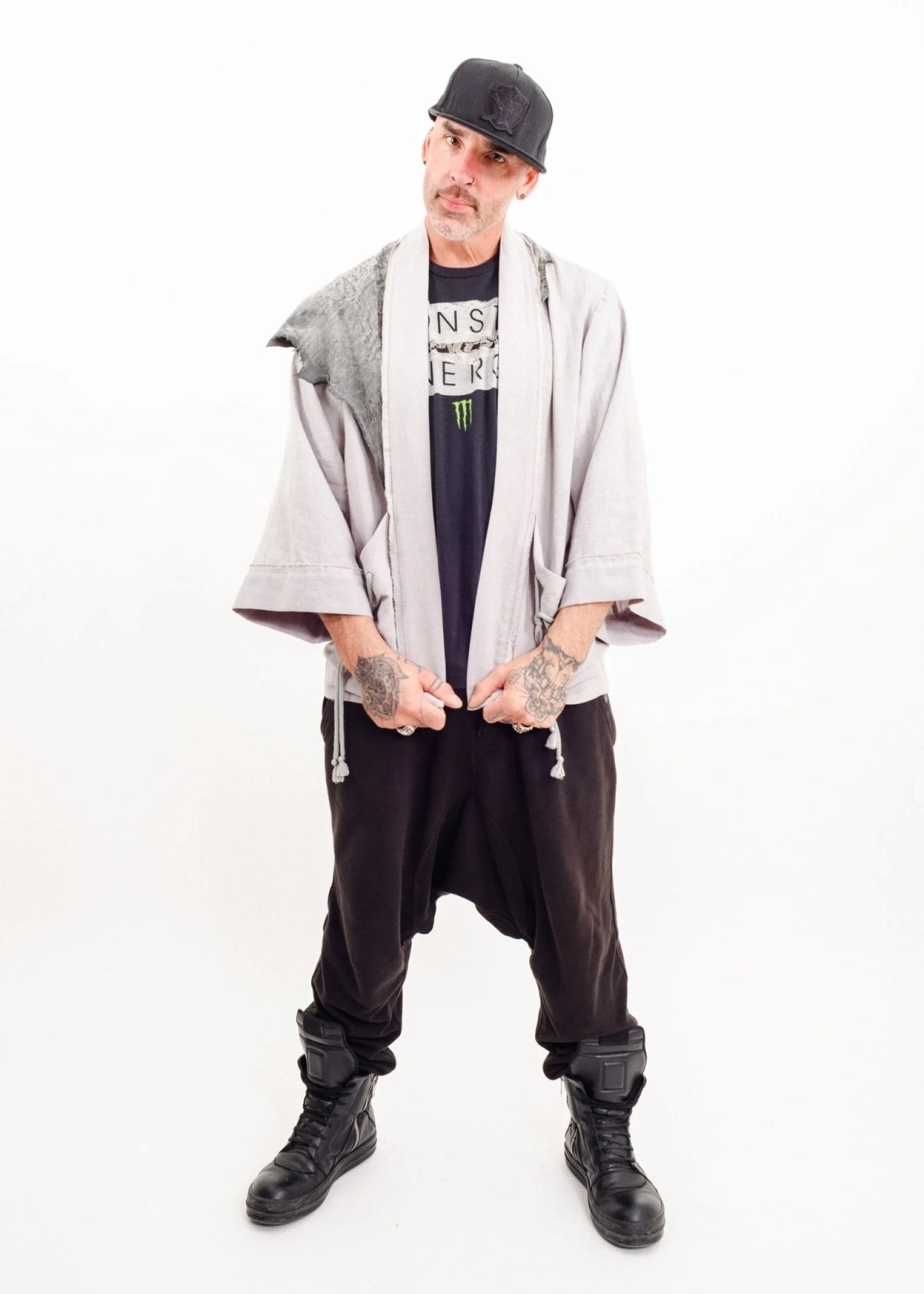 Depth of Scye Selvedge Jacket- linen/ leather