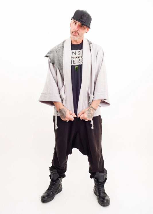 Depth of Scye Selvedge Jacket- linen/ leather