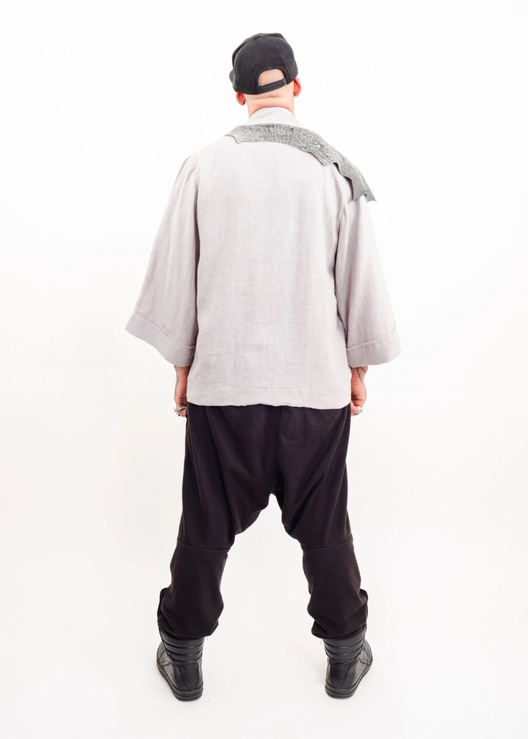Depth of Scye Selvedge Jacket- linen/ leather